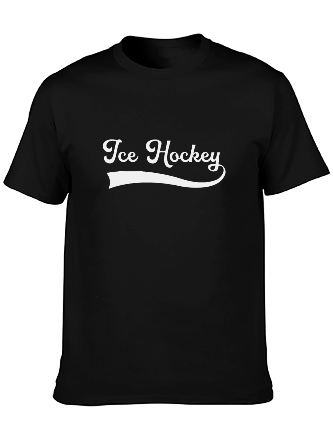 Ice Hockey Graphic Tee - Black Cotton Blend Shirt