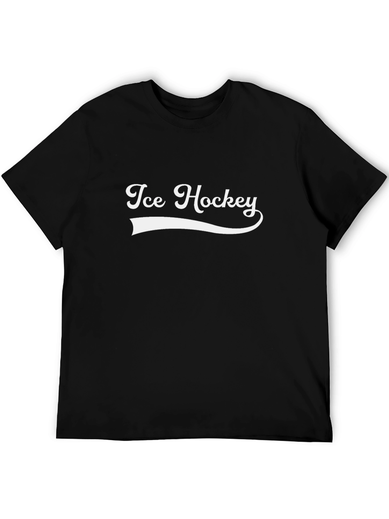 Ice Hockey Graphic Tee - Black Cotton Blend Shirt