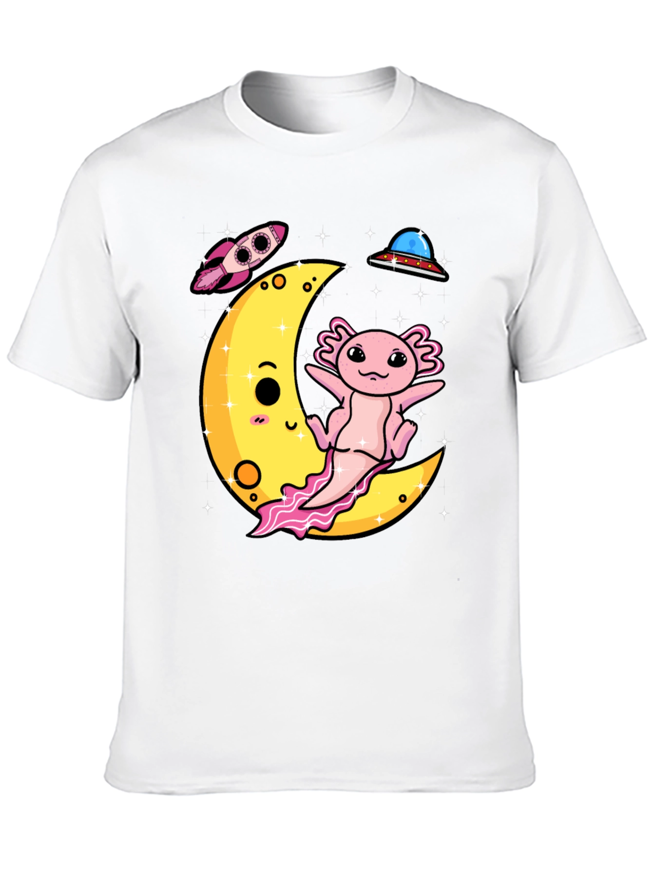 Axolotl on Moon Graphic Tee