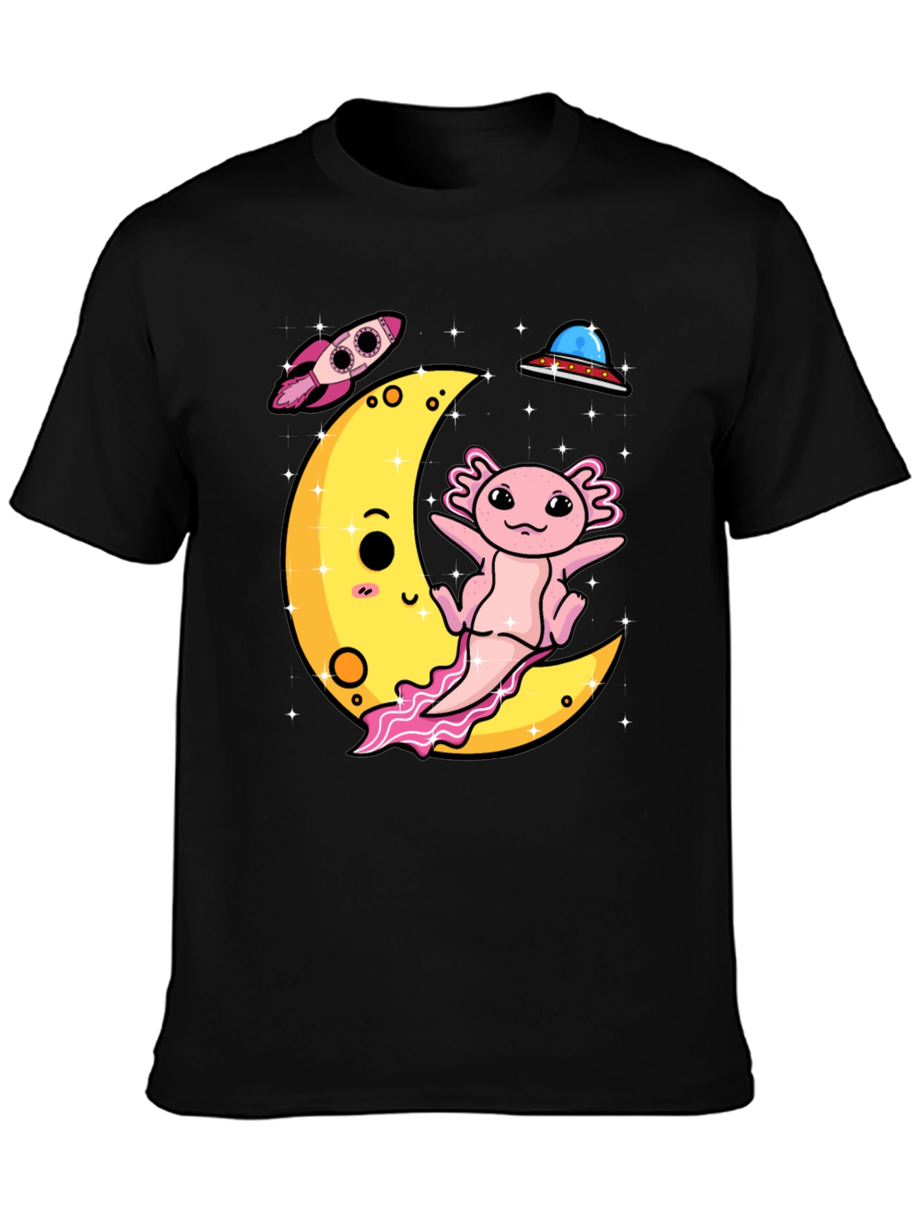 Axolotl on Moon Graphic Tee