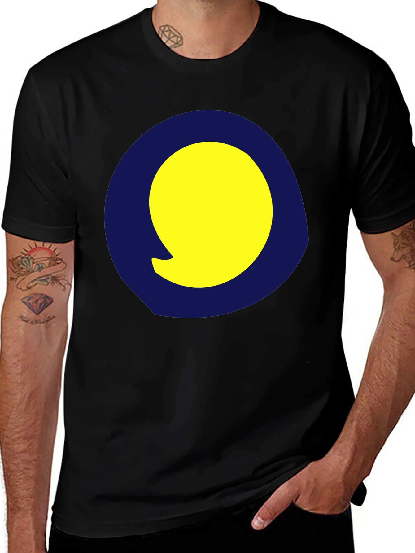 Yellow Circle Graphic Black Tee
