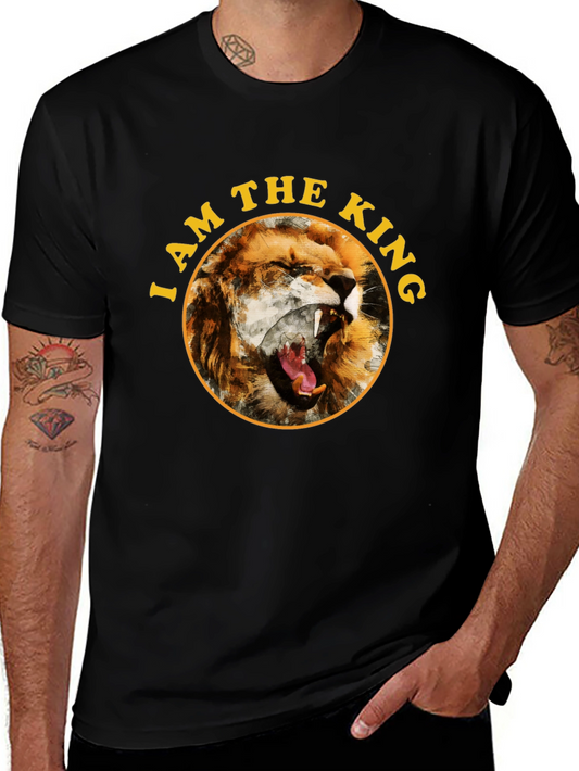 I Am The King Lion Graphic Tee - Black Cotton T-Shirt