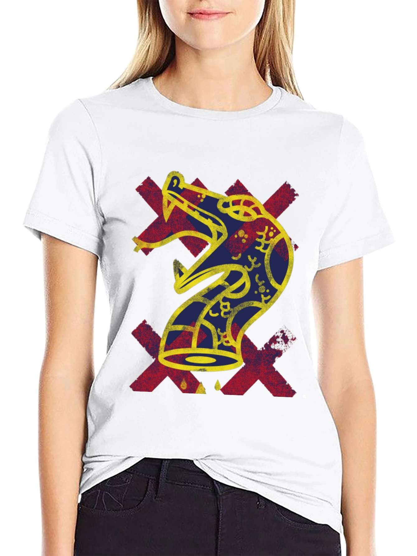 Bold Graphic Tee - Aztec Snake Design