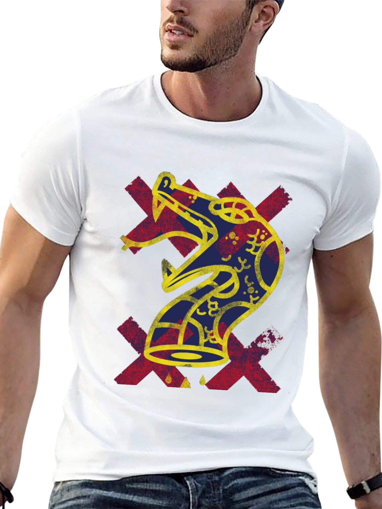 Bold Graphic Tee - Aztec Snake Design