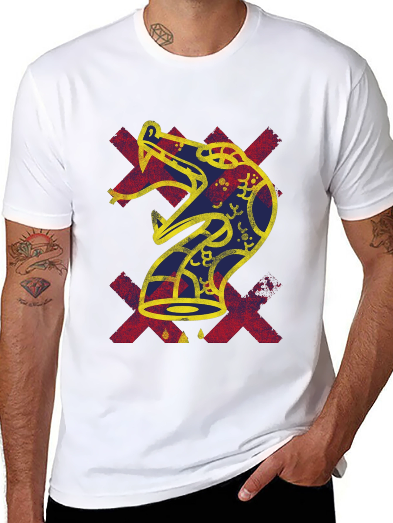 Bold Graphic Tee - Aztec Snake Design