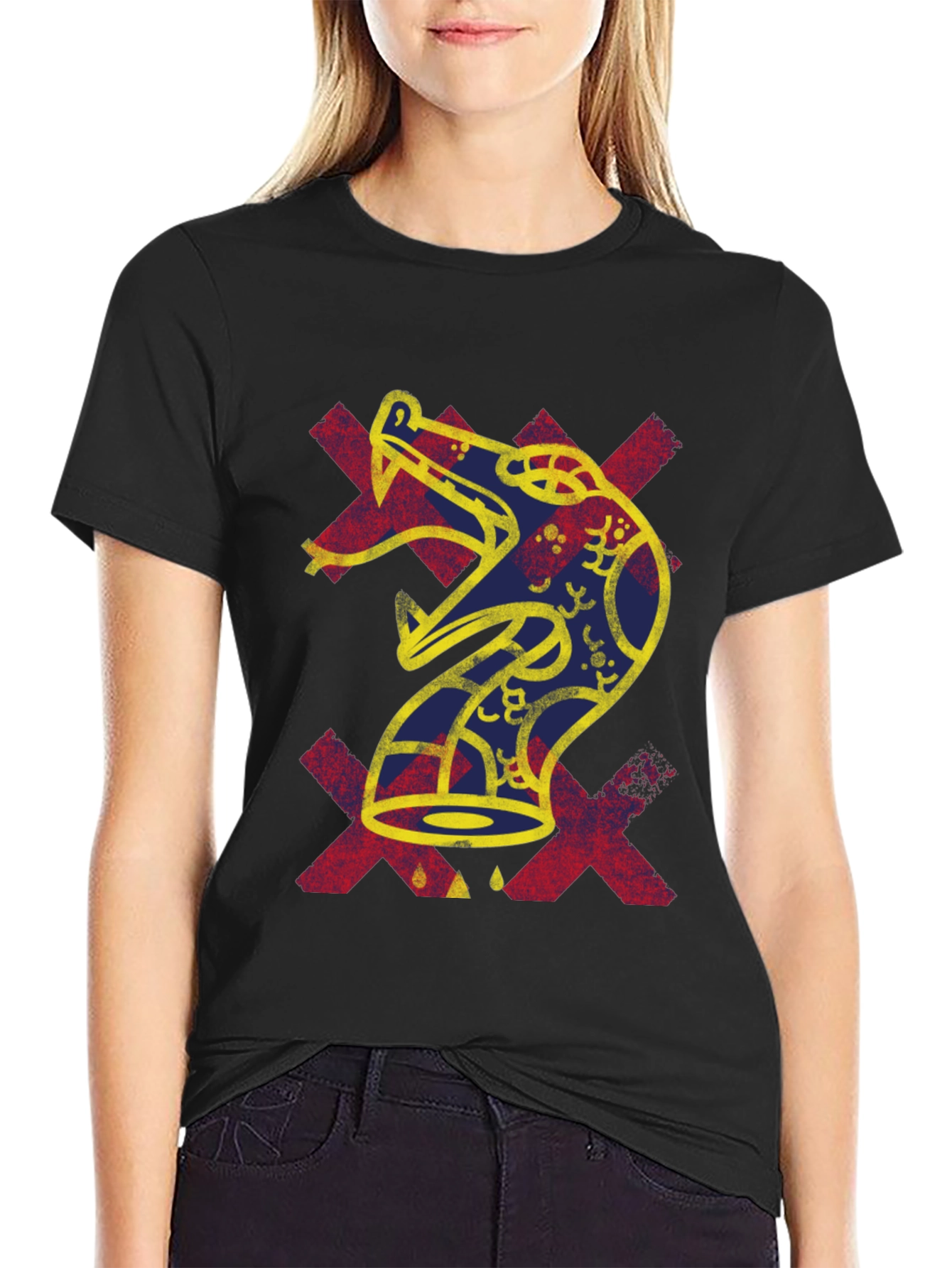 Bold Graphic Tee - Aztec Snake Design