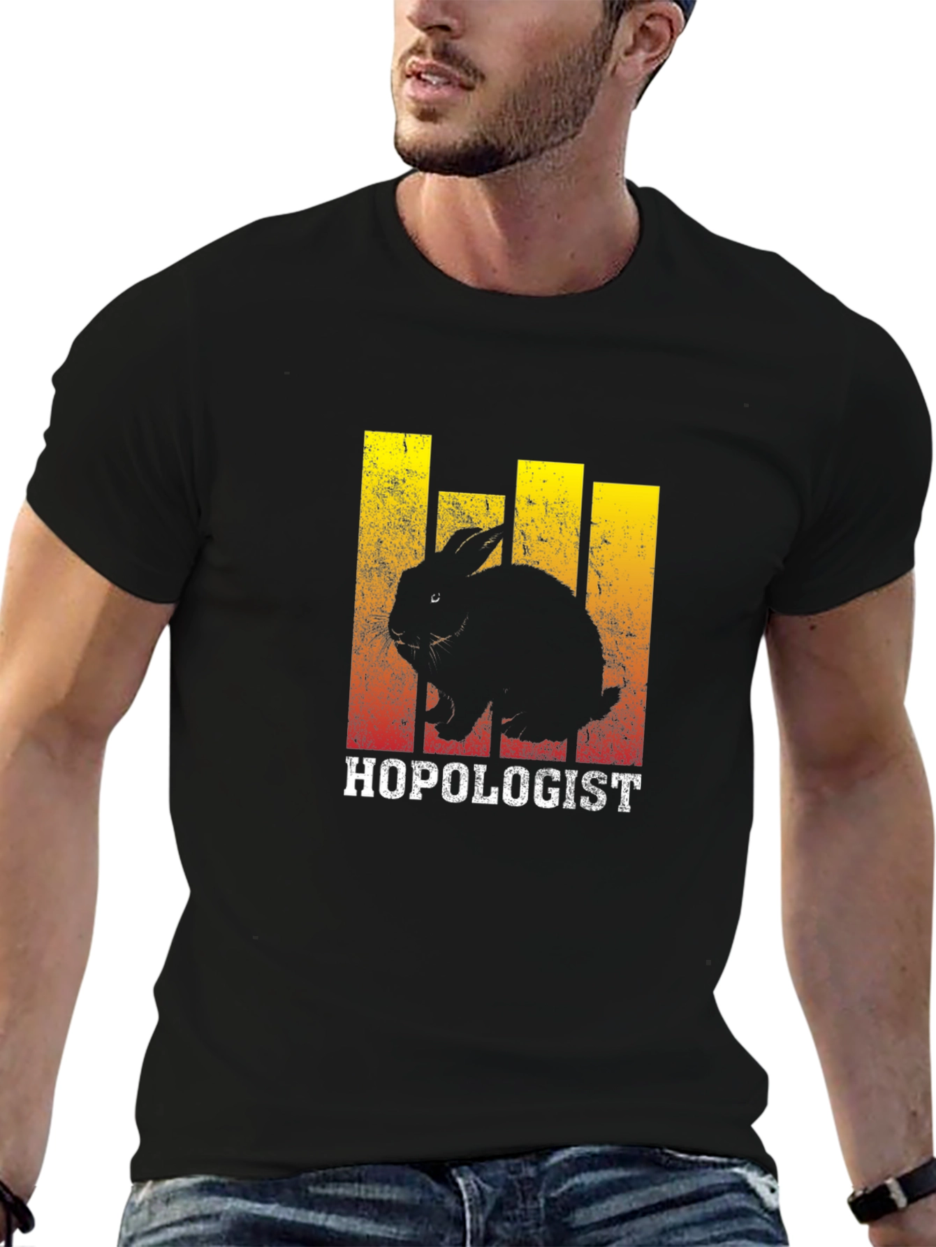 Hopologist Rabbit Graphic Tee - Black Cotton T-Shirt