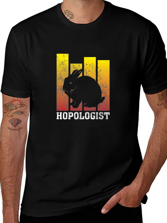 Hopologist Rabbit Graphic Tee - Black Cotton T-Shirt