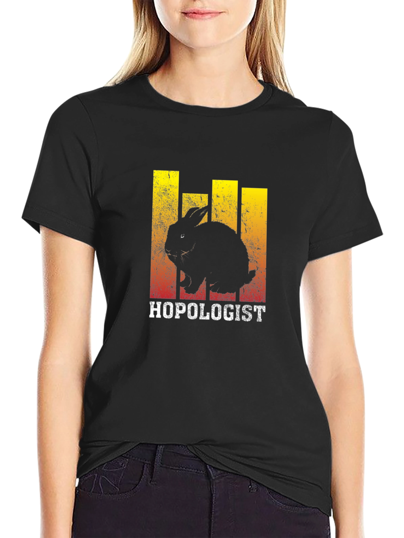 Hopologist Rabbit Graphic Tee - Black Cotton T-Shirt