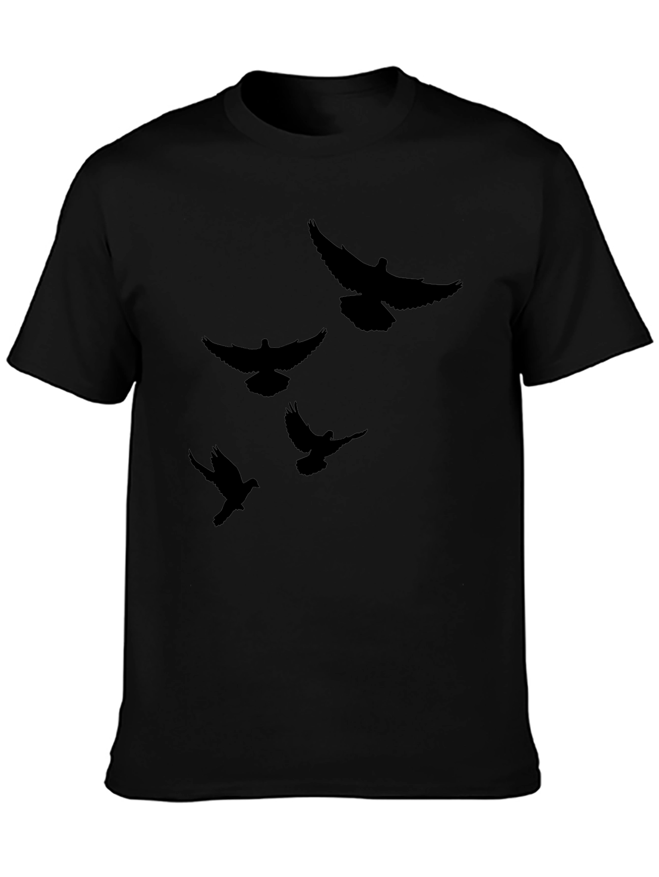 Mens Black T-Shirt with Bird Graphic