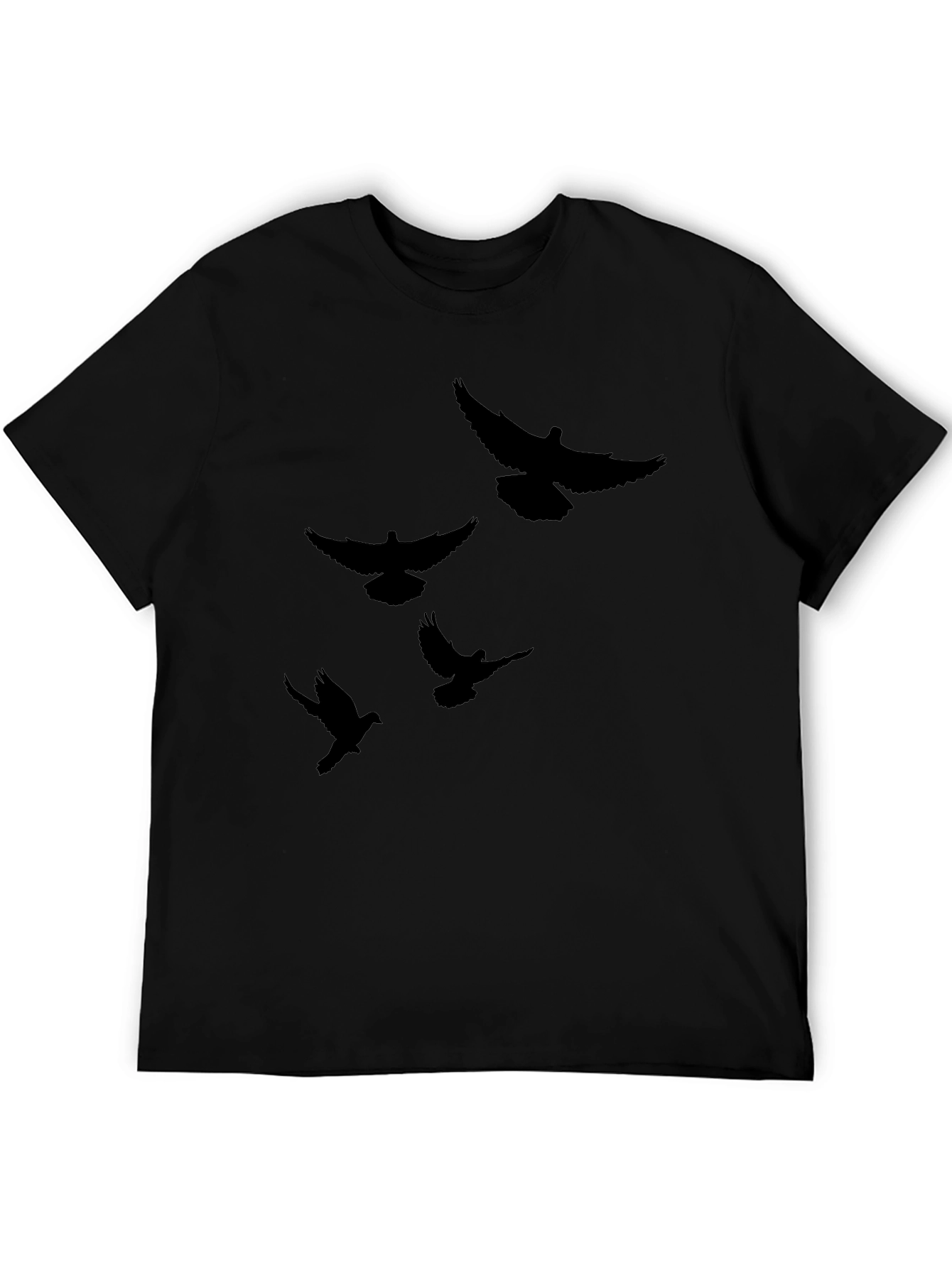 Mens Black T-Shirt with Bird Graphic
