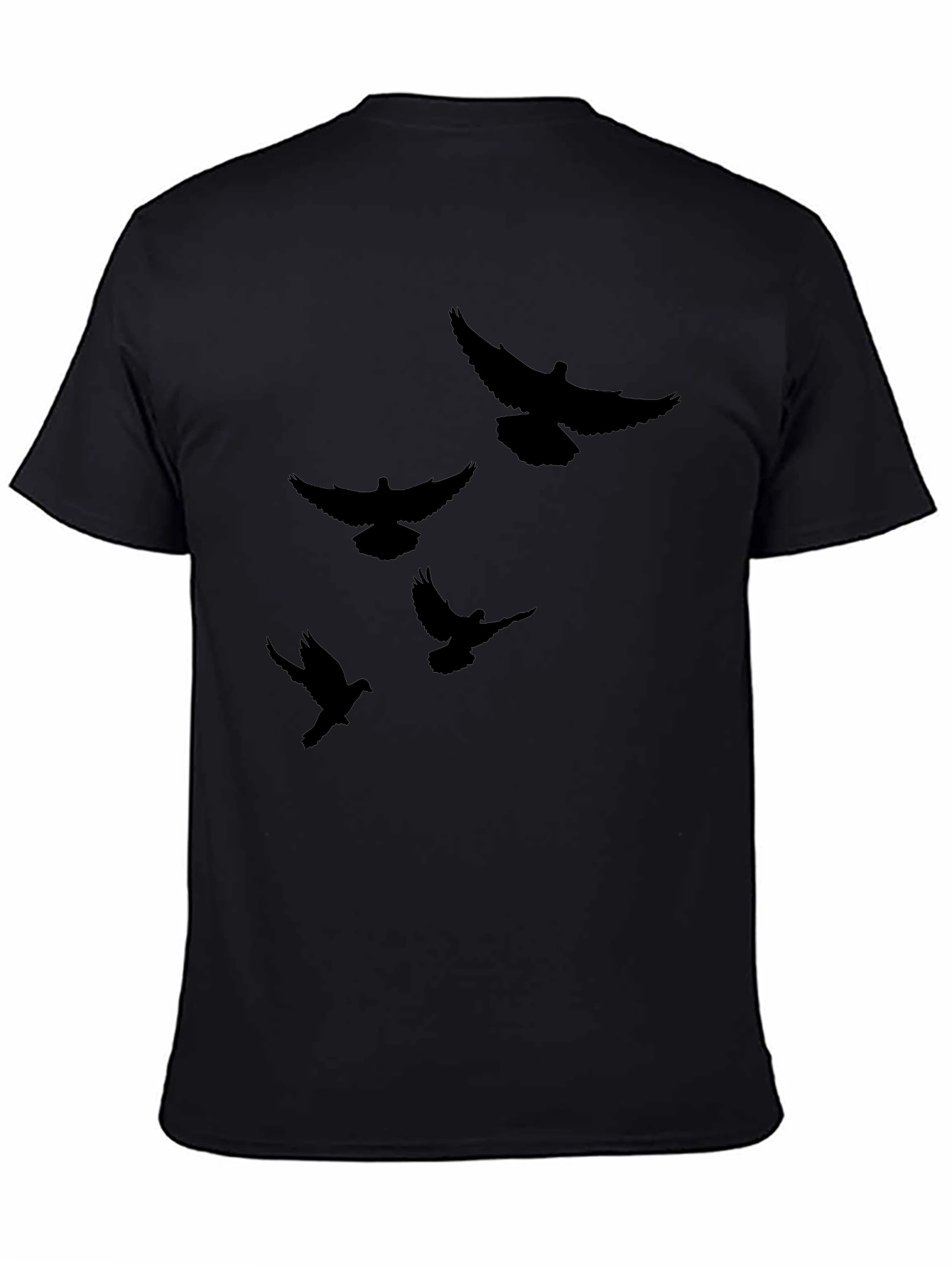 Mens Black T-Shirt with Bird Graphic