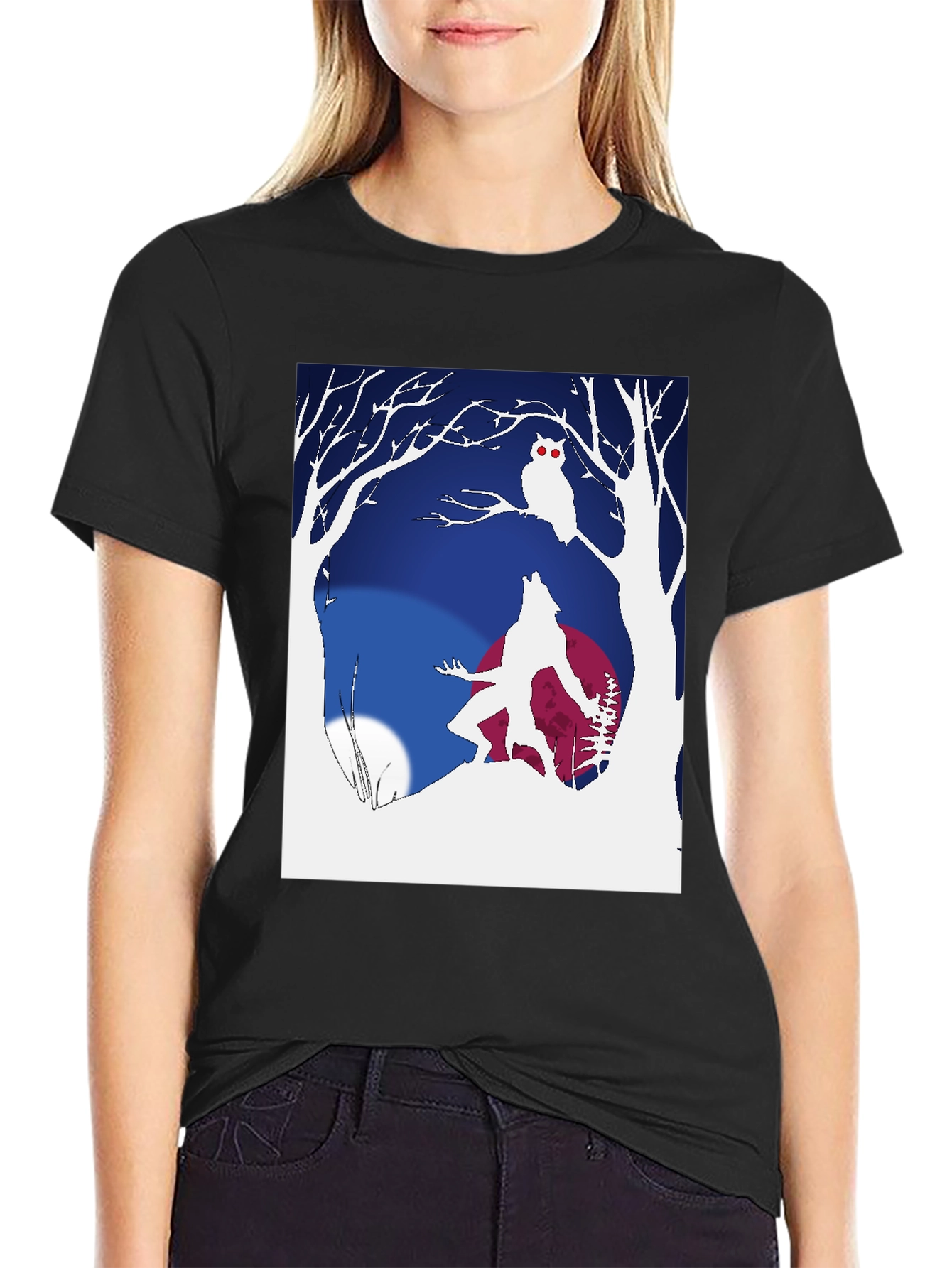 Werewolf & Owl Graphic Tee - Midnight Howl Design