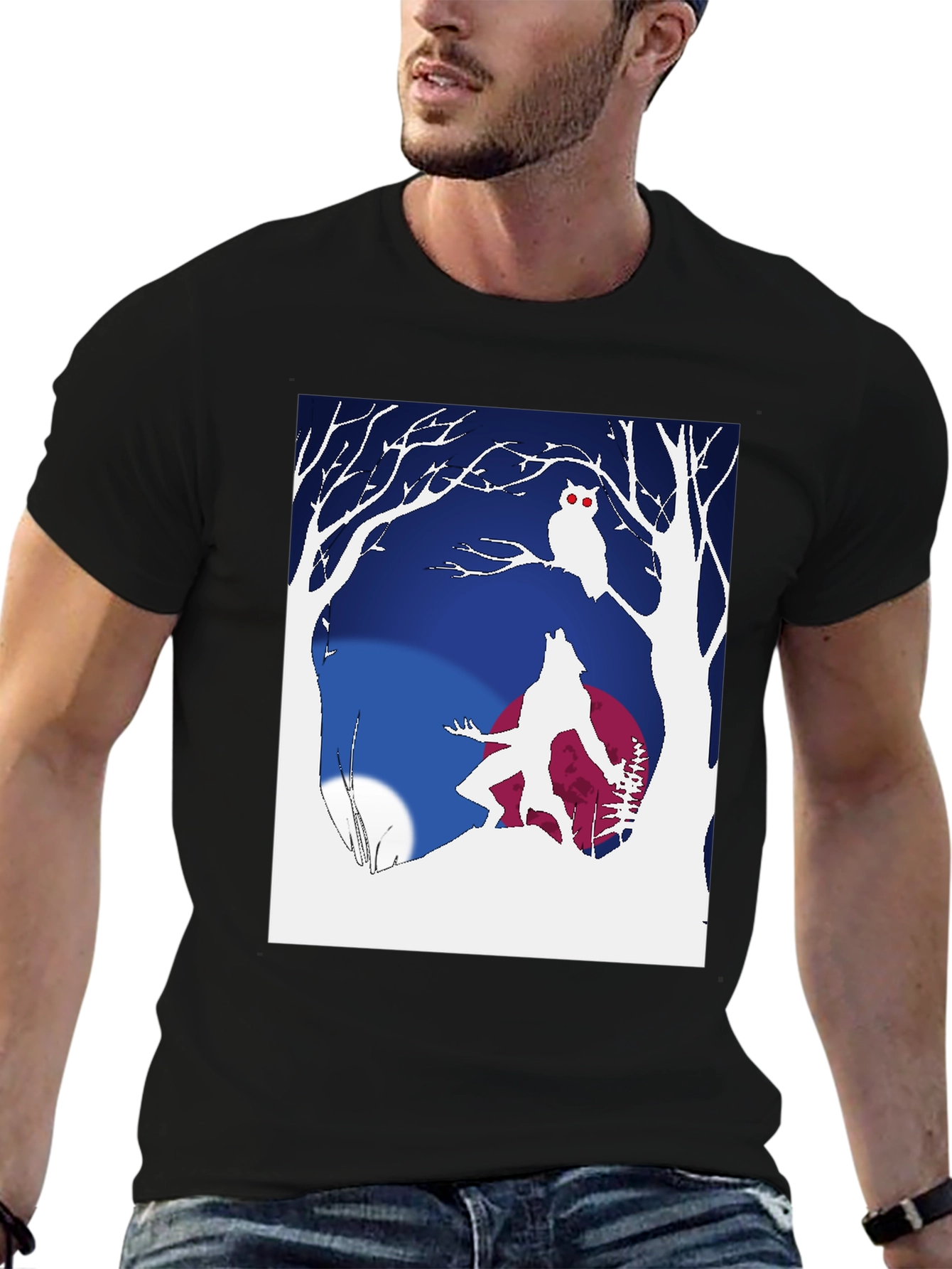 Werewolf & Owl Graphic Tee - Midnight Howl Design