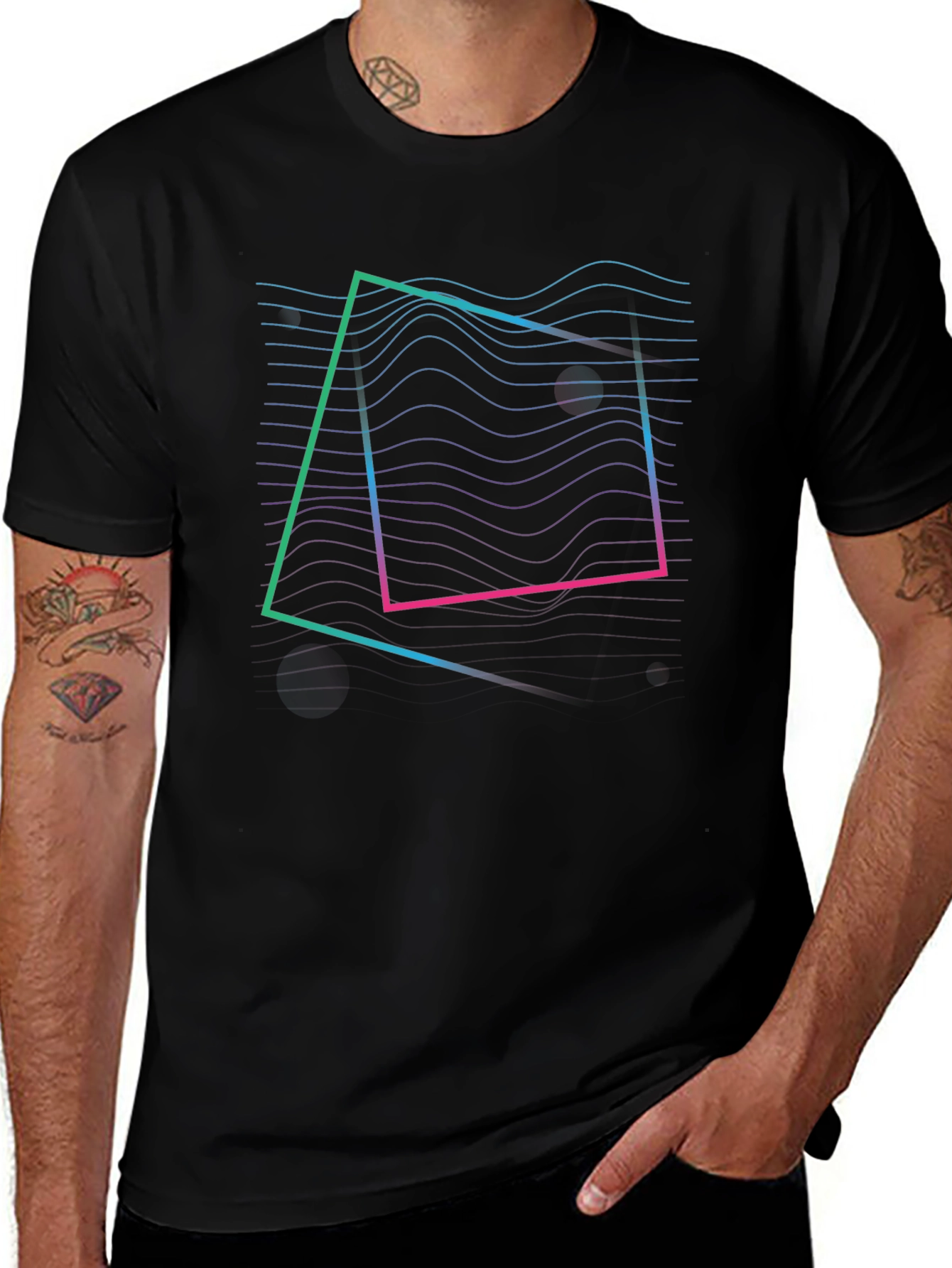 Retro Wave Graphic Tee - Black