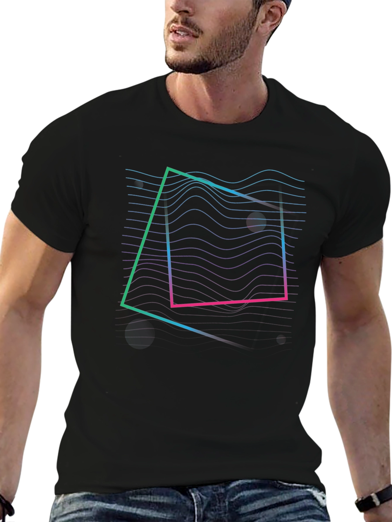 Retro Wave Graphic Tee - Black