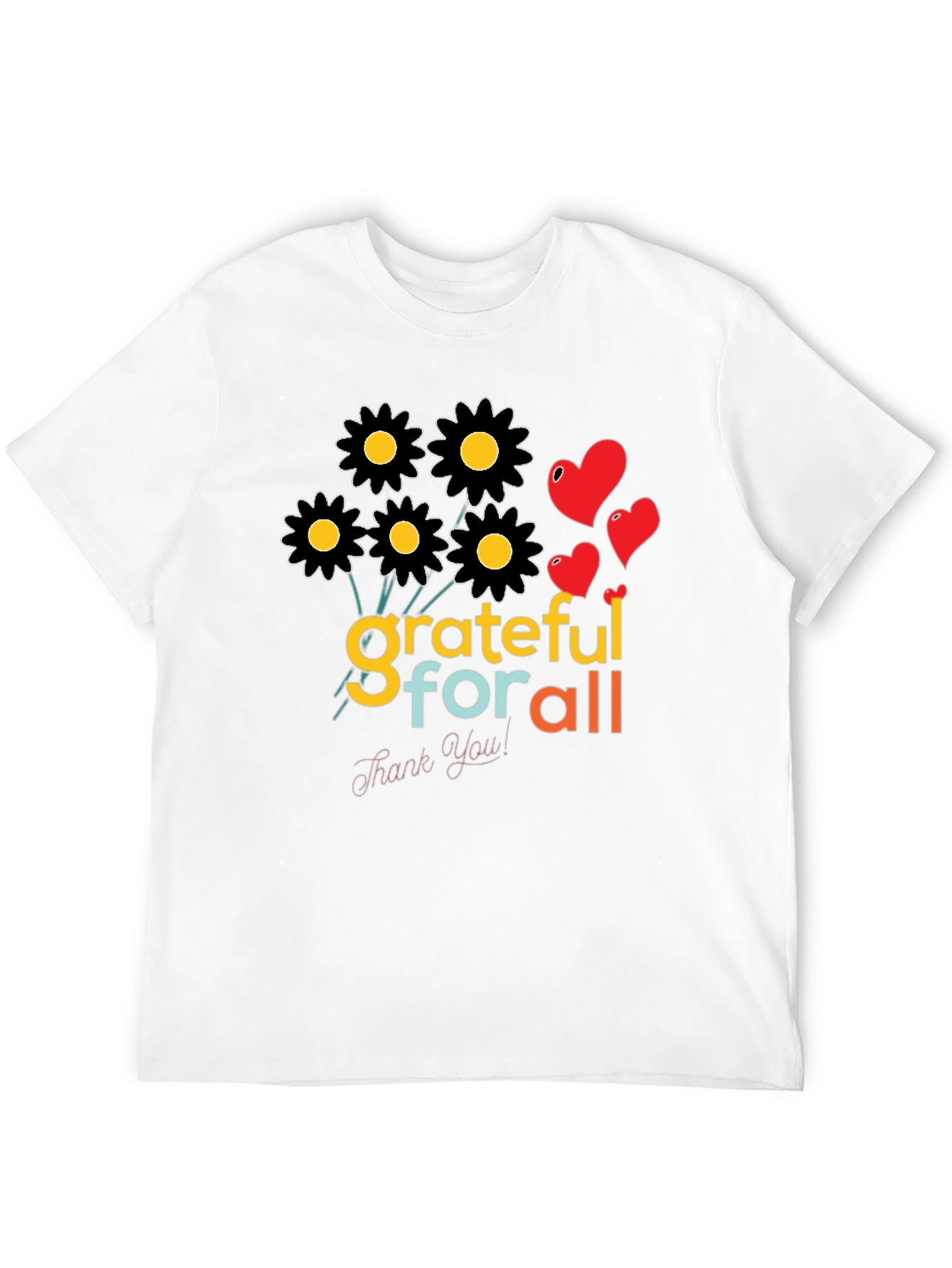 Grateful For All Graphic Black T-Shirt