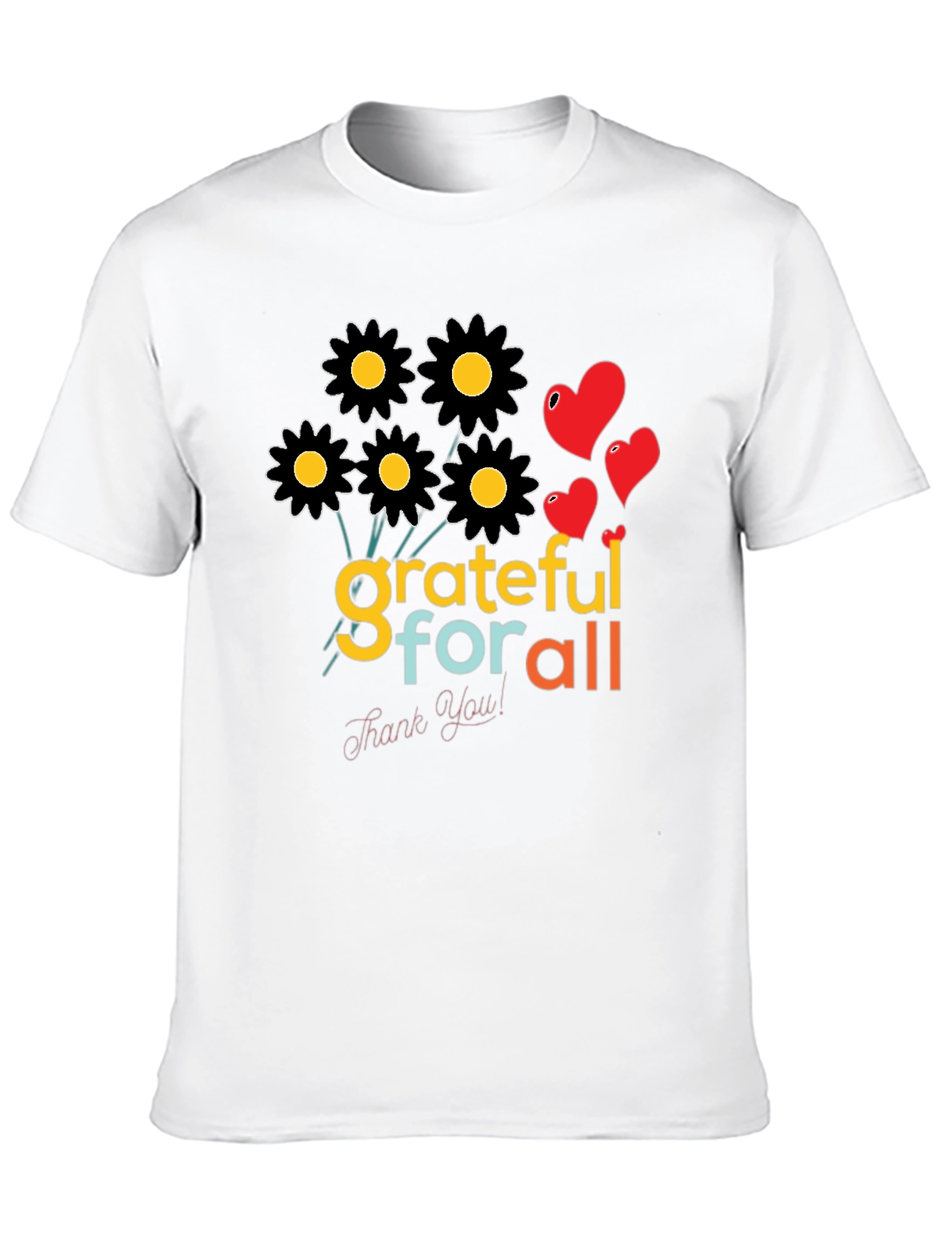Grateful For All Graphic Black T-Shirt