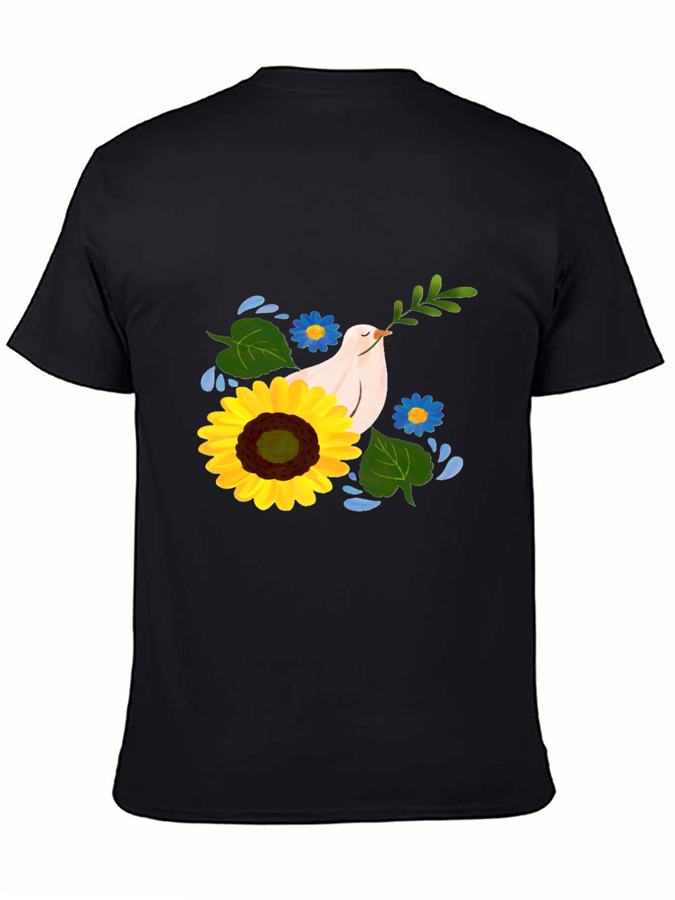 Peace Dove Sunflower Graphic Tee - Black