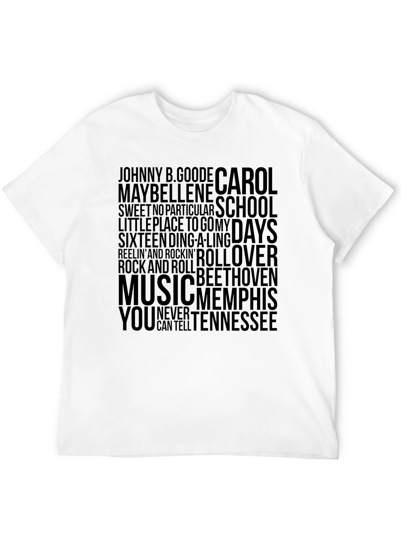 Retro Rock n Roll Song Title Black Graphic T-Shirt