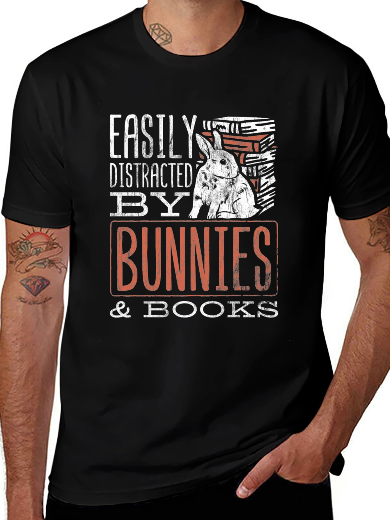 Easily Distracted By Bunnies and Books T-Shirt
