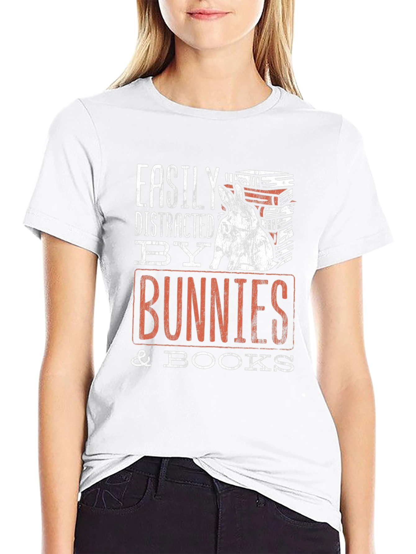 Easily Distracted By Bunnies and Books T-Shirt