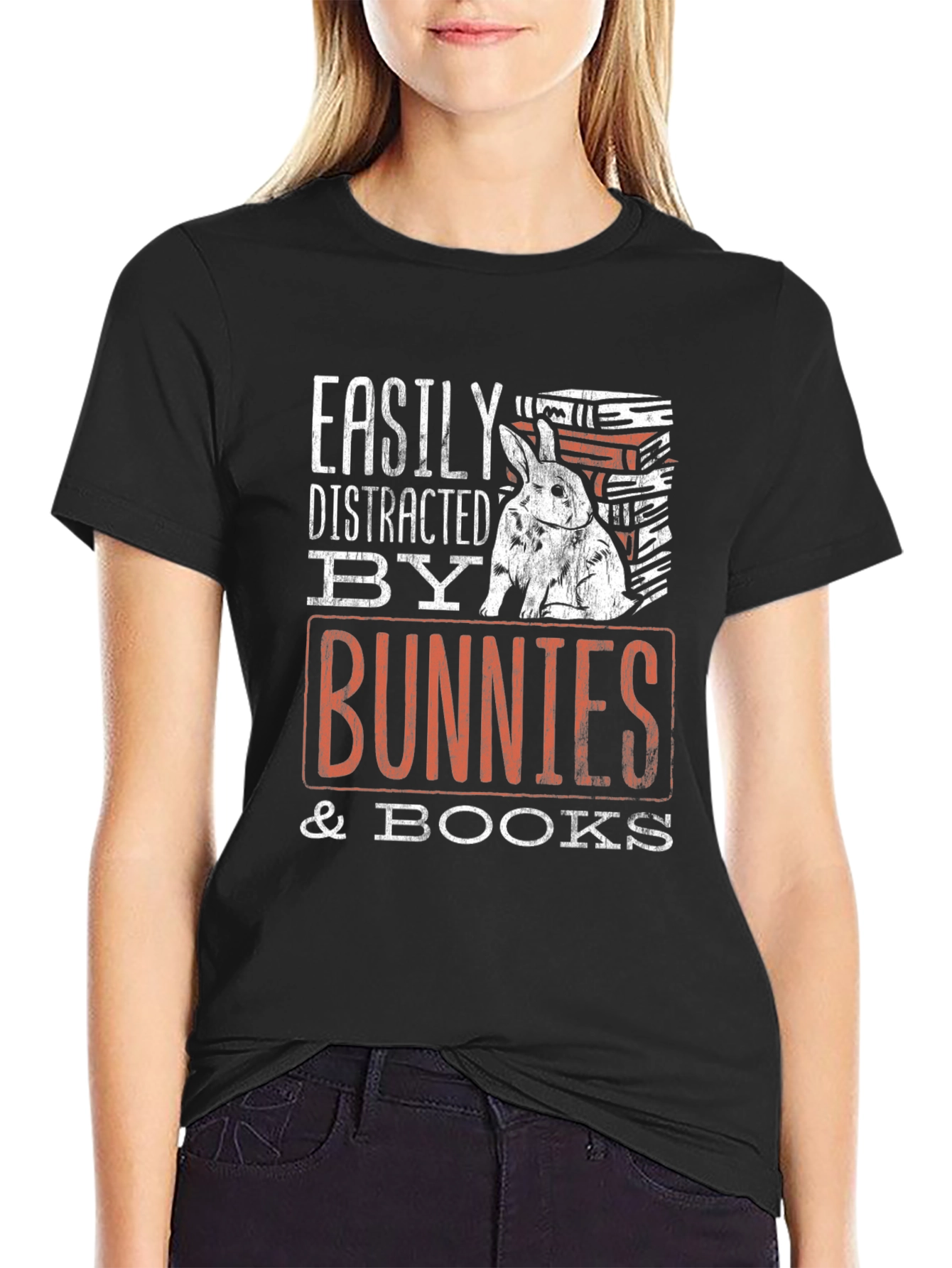 Easily Distracted By Bunnies and Books T-Shirt