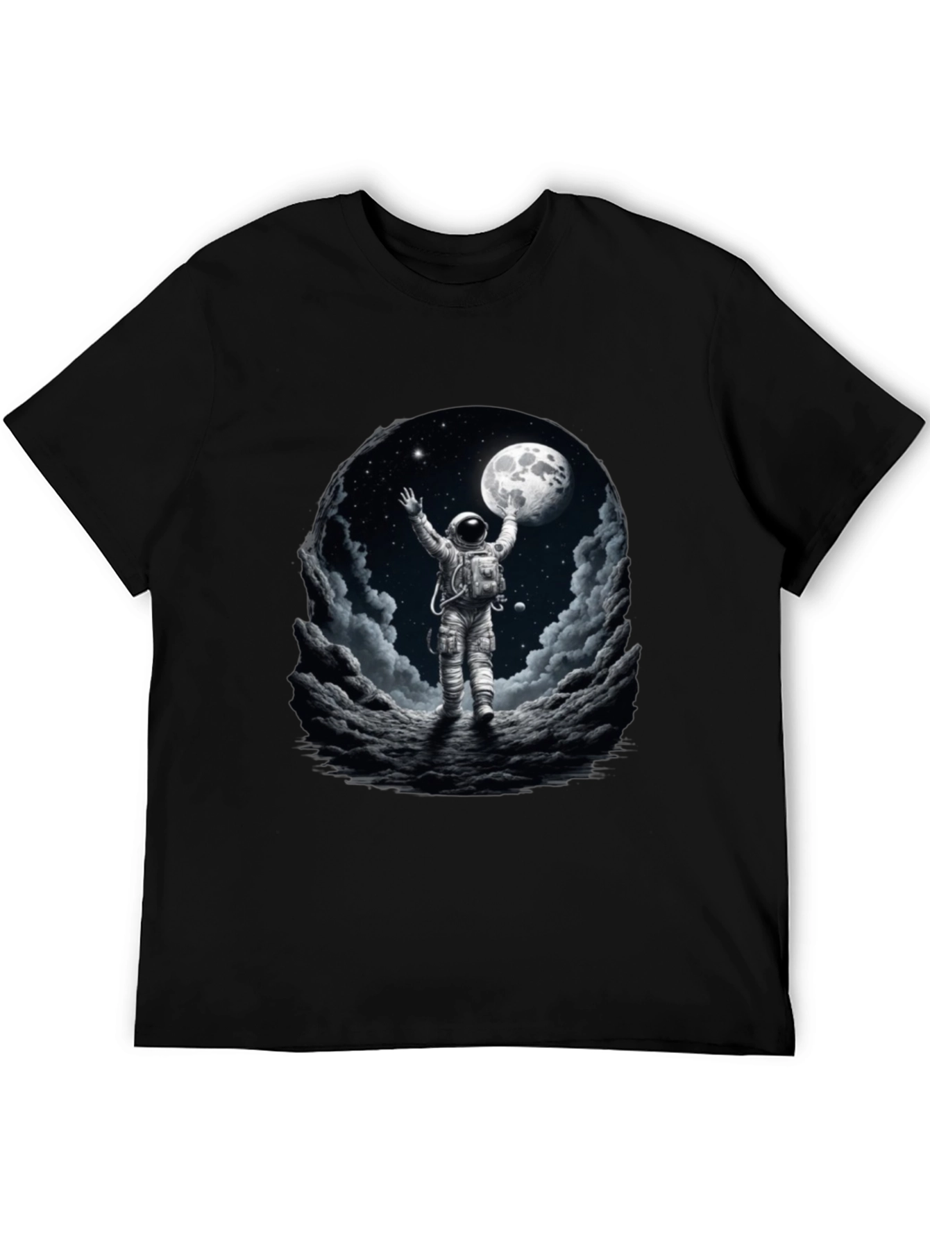 Astronaut Moon Landing Graphic Tee - Black
