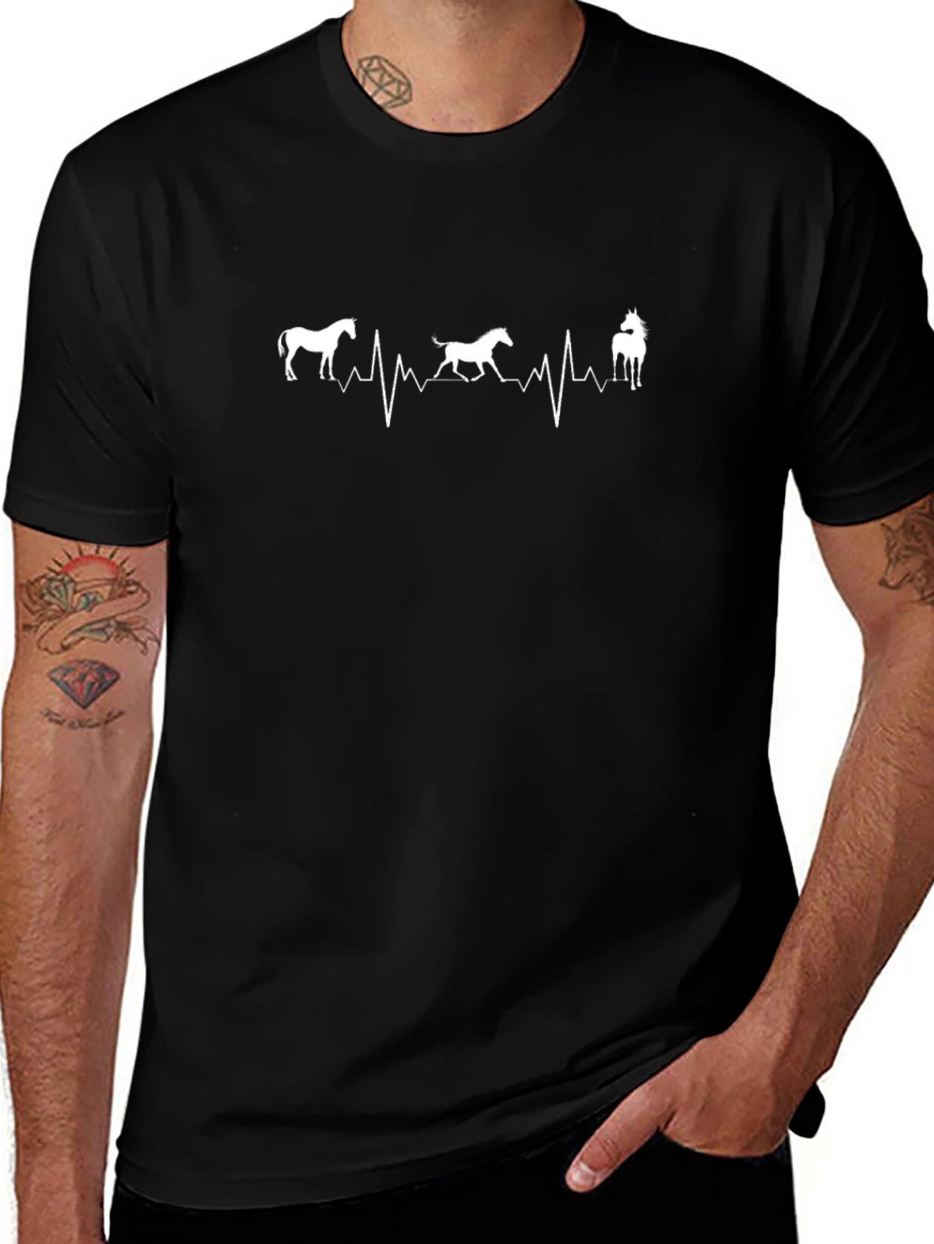 Horse Heartbeat Graphic T-Shirt - Equestrian Style