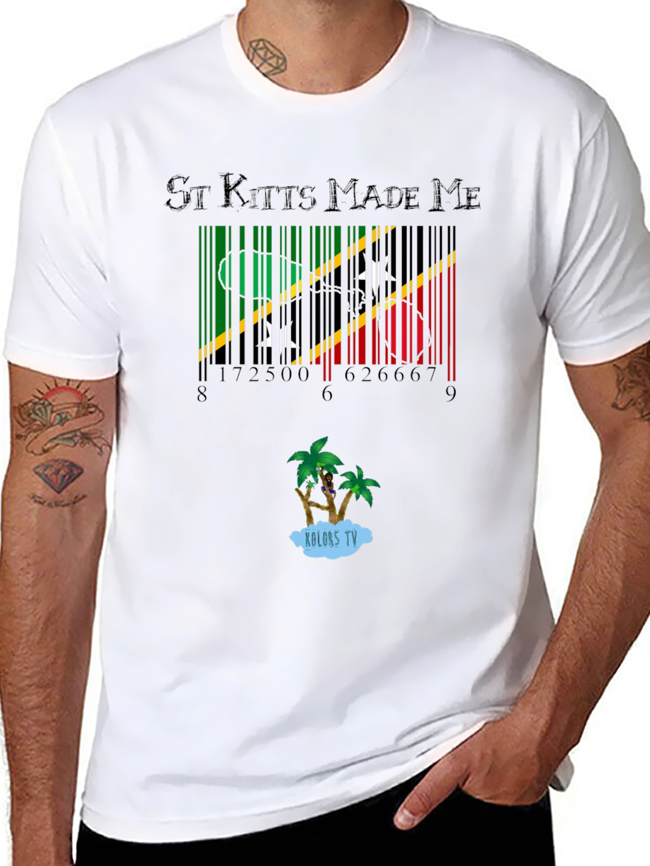 St. Kitts Made Me Barcode Graphic Tee