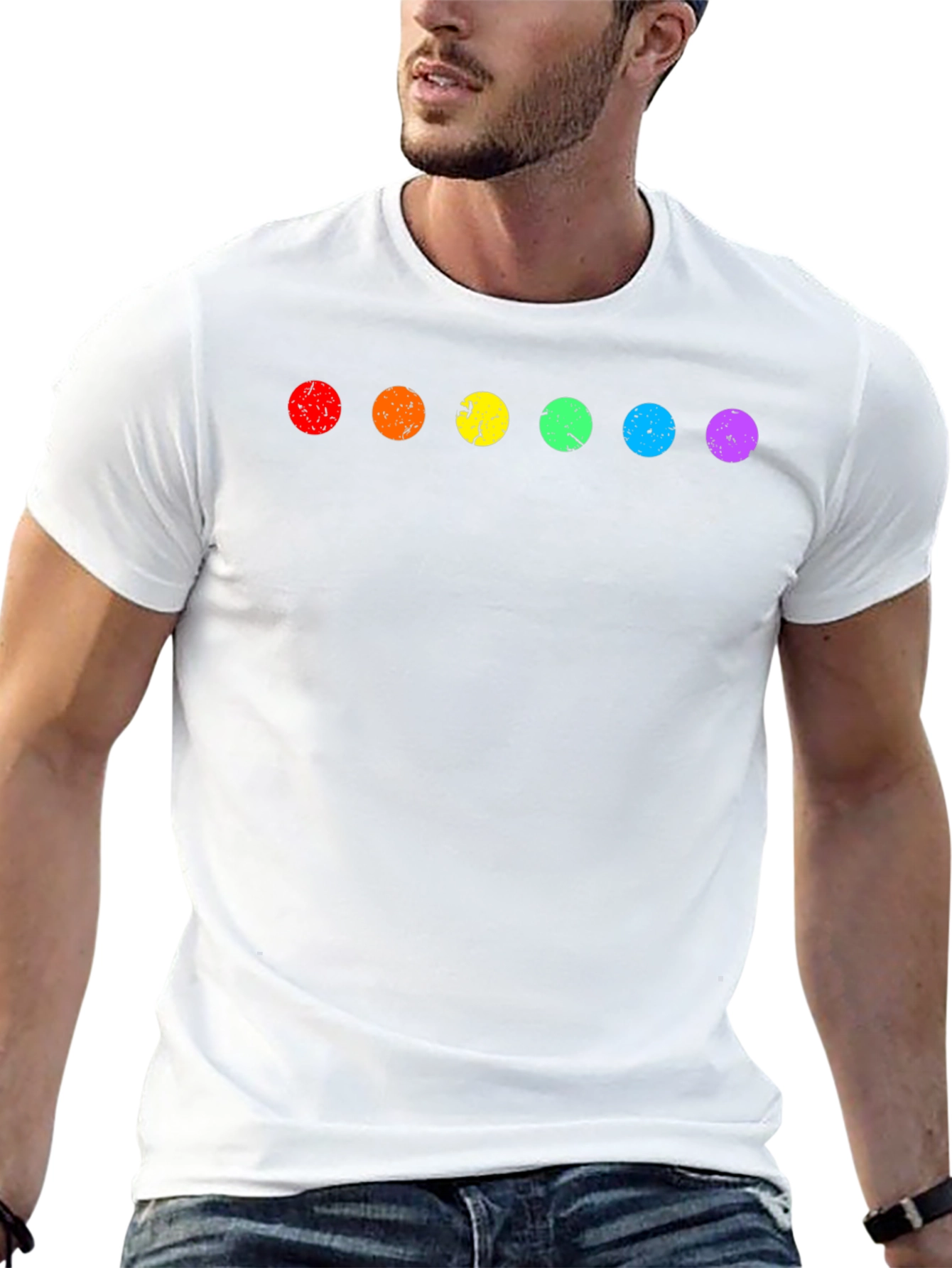 Rainbow Dot Graphic Tee - Soft Cotton Blend