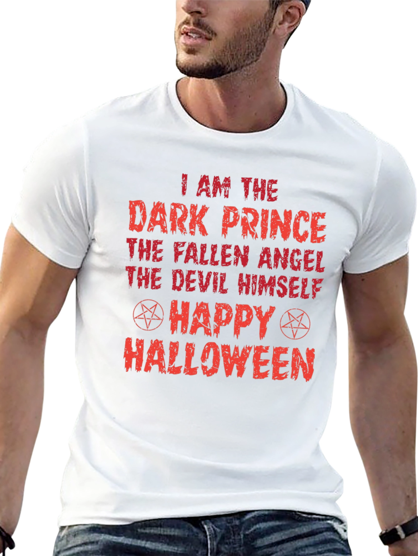 Dark Prince Halloween Graphic Tee - Black Cotton Shirt