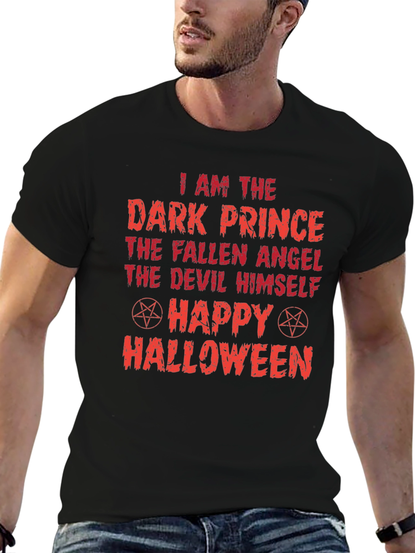 Dark Prince Halloween Graphic Tee - Black Cotton Shirt