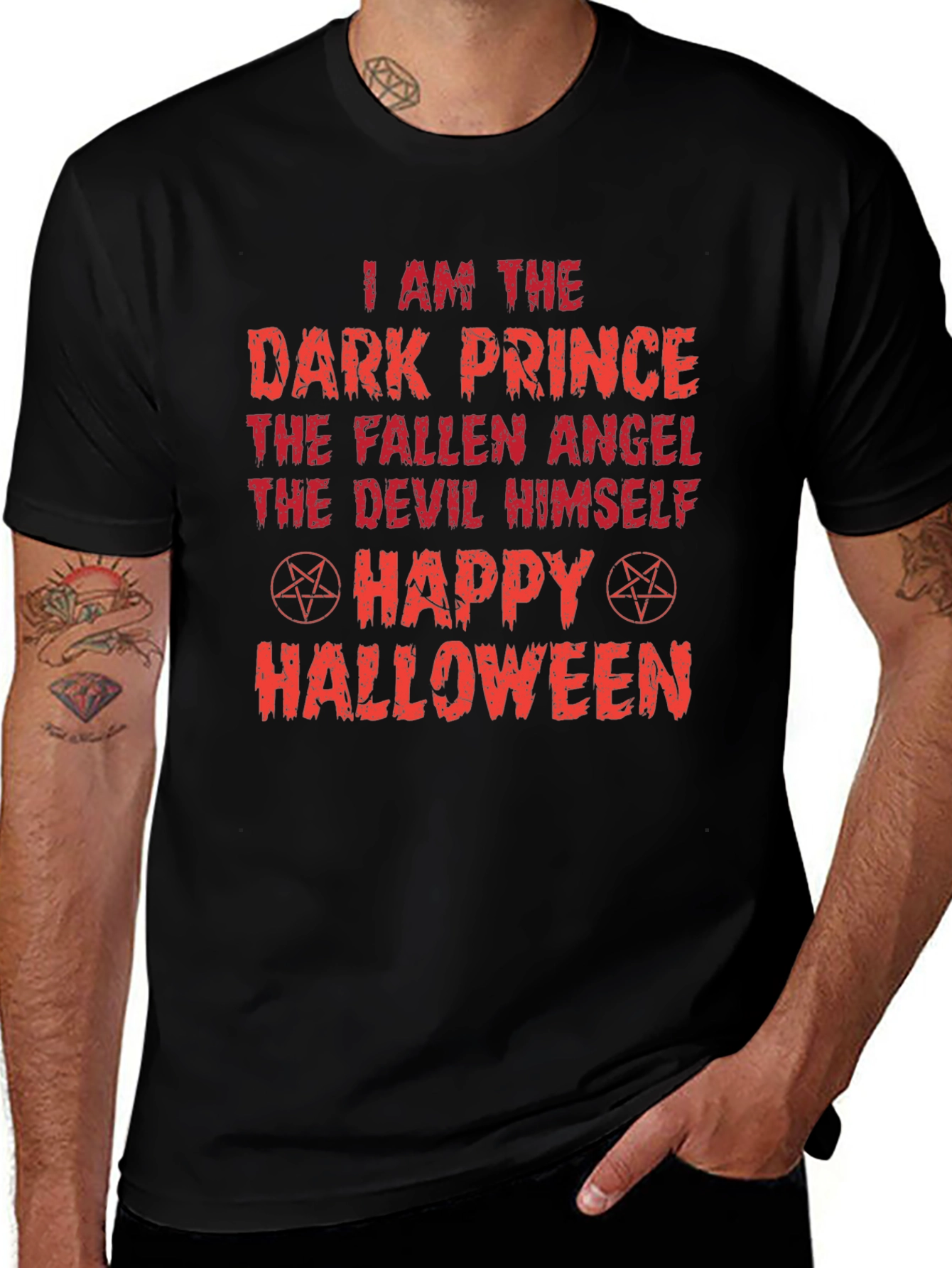 Dark Prince Halloween Graphic Tee - Black Cotton Shirt