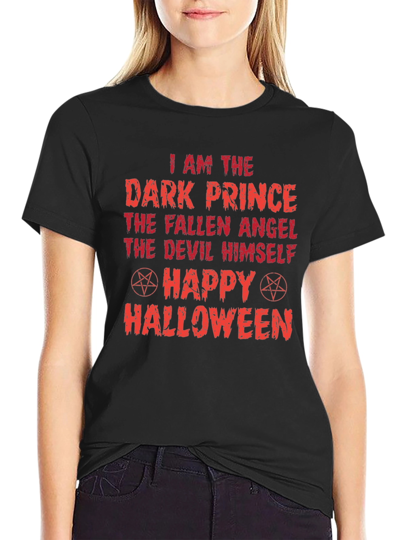 Dark Prince Halloween Graphic Tee - Black Cotton Shirt
