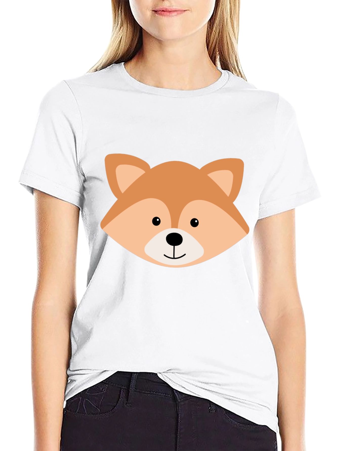 Cute Fox Graphic Black T-Shirt
