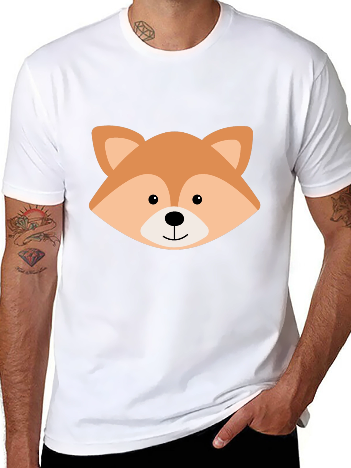 Cute Fox Graphic Black T-Shirt