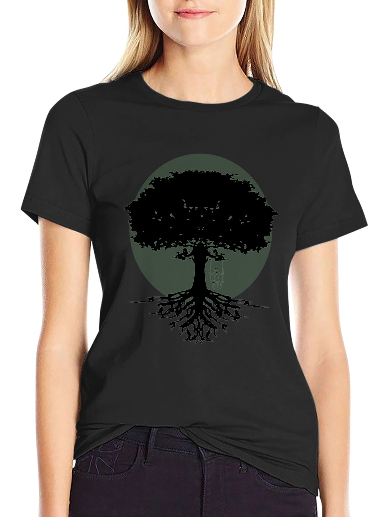 Black Tree Silhouette Graphic Tee - Nature Inspired Menswear