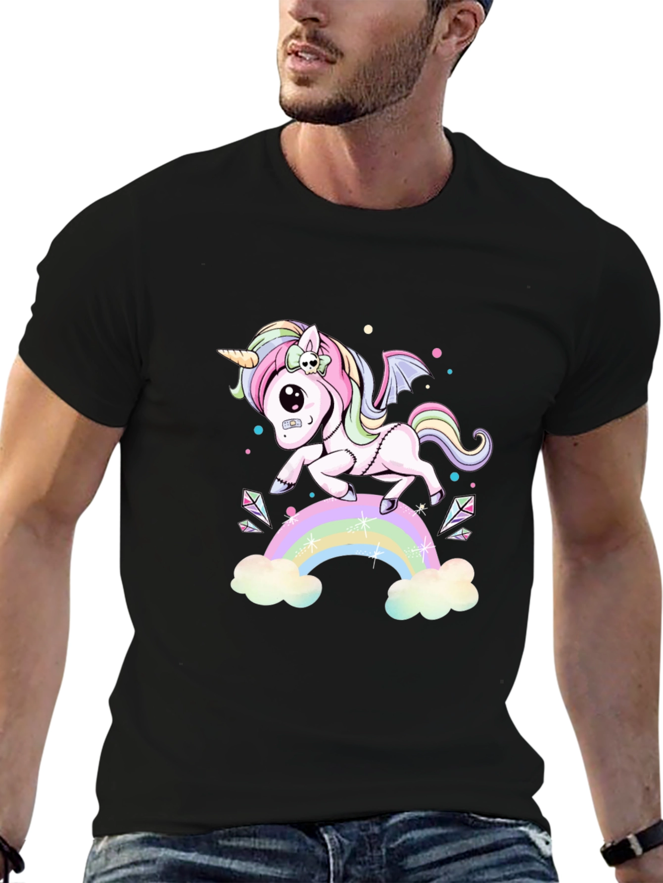 Gothic Pastel Unicorn Black T-Shirt