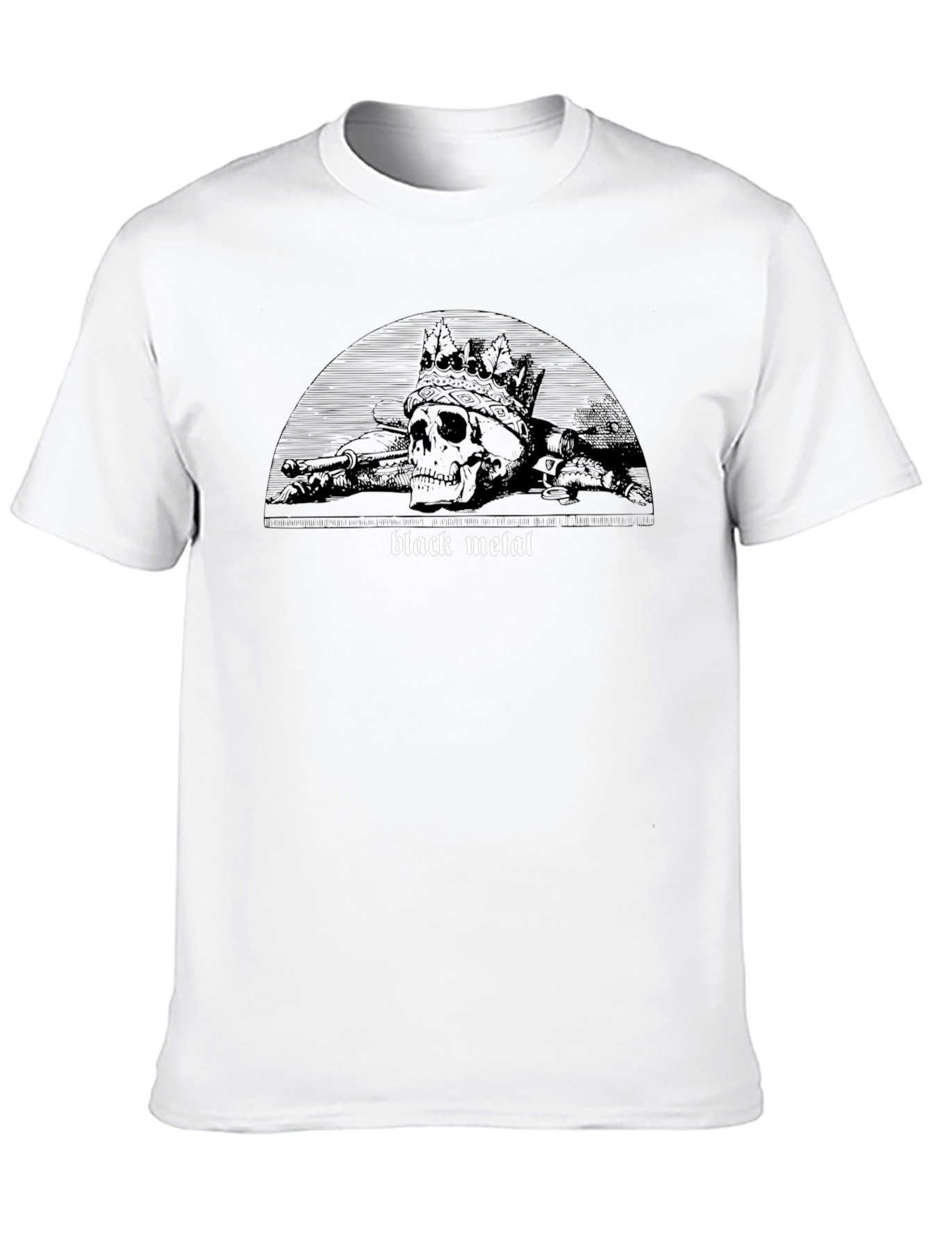 Black Metal Graphic T-Shirt - Skull Crown Design