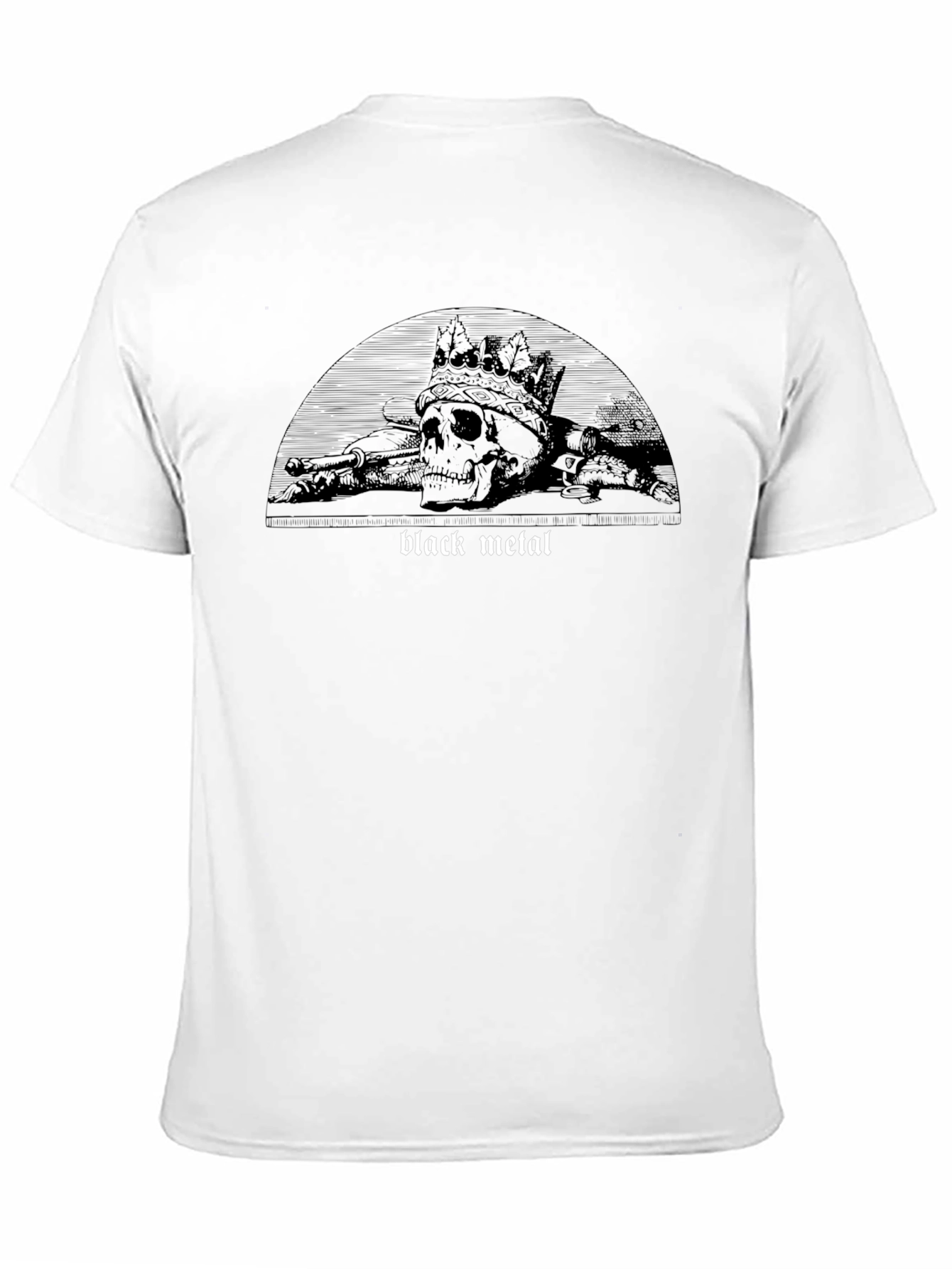 Black Metal Graphic T-Shirt - Skull Crown Design