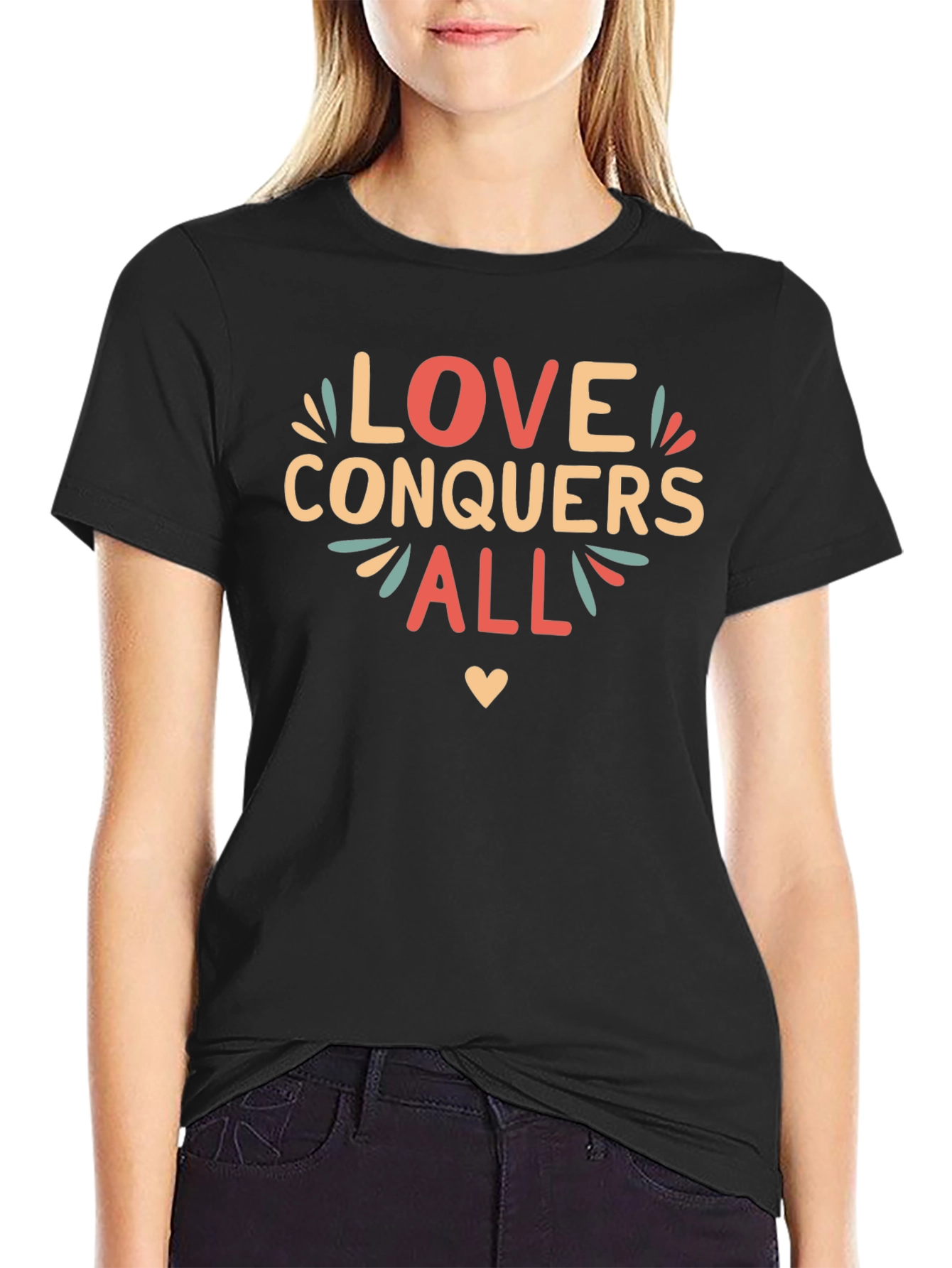 Love Conquers All Graphic Tee - Black