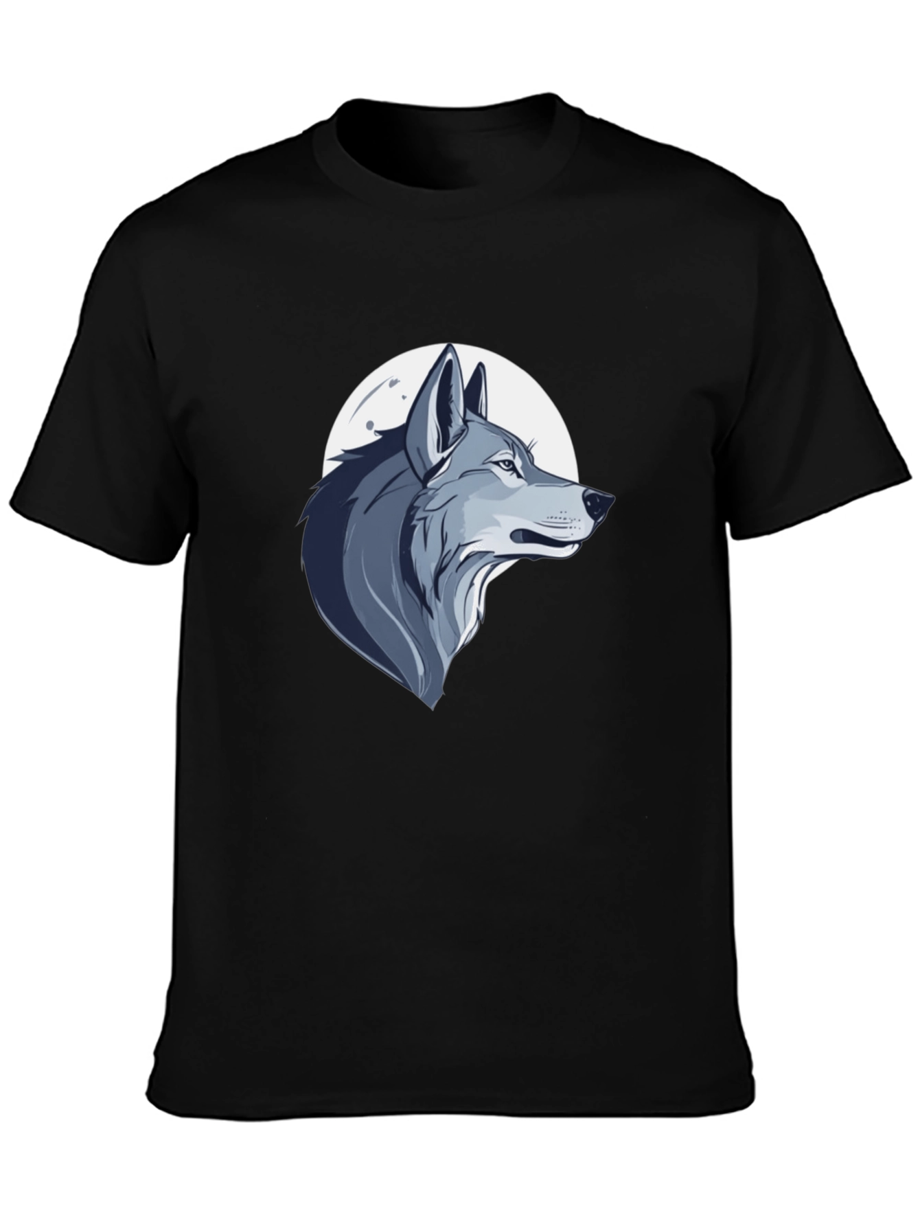 Wolf Moon Graphic Tee - Mens Black Cotton T-Shirt