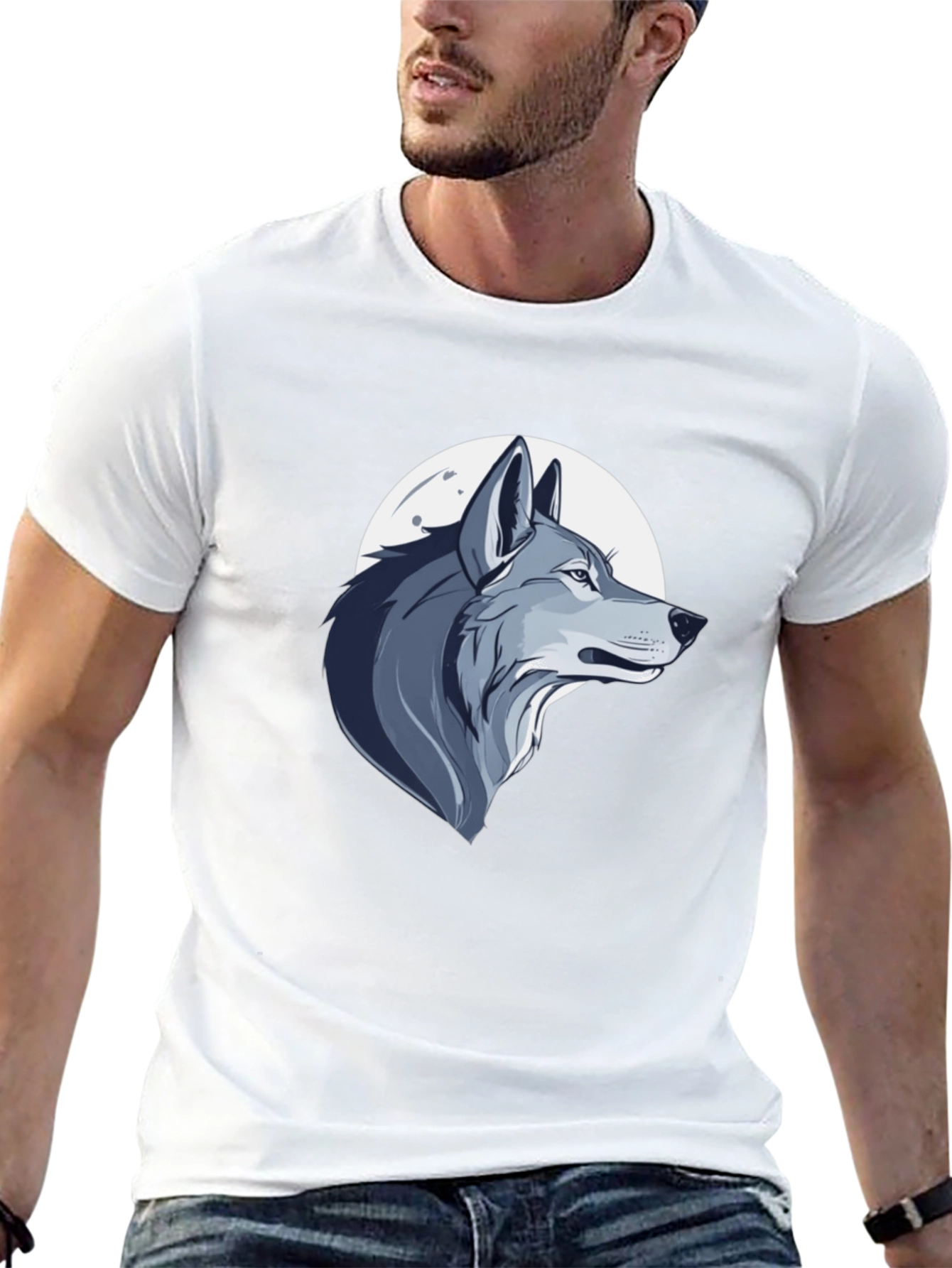Wolf Moon Graphic Tee - Mens Black Cotton T-Shirt