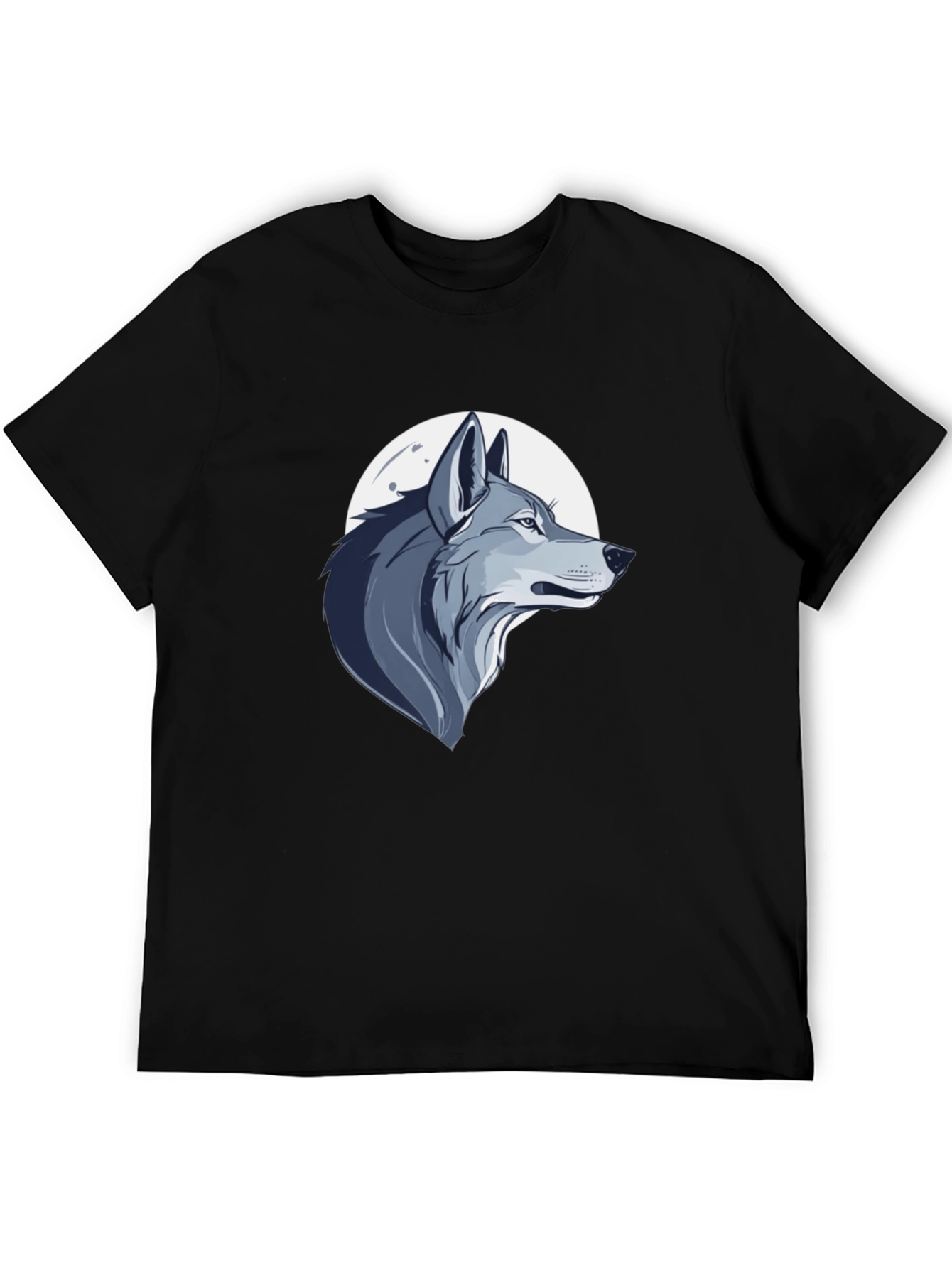 Wolf Moon Graphic Tee - Mens Black Cotton T-Shirt