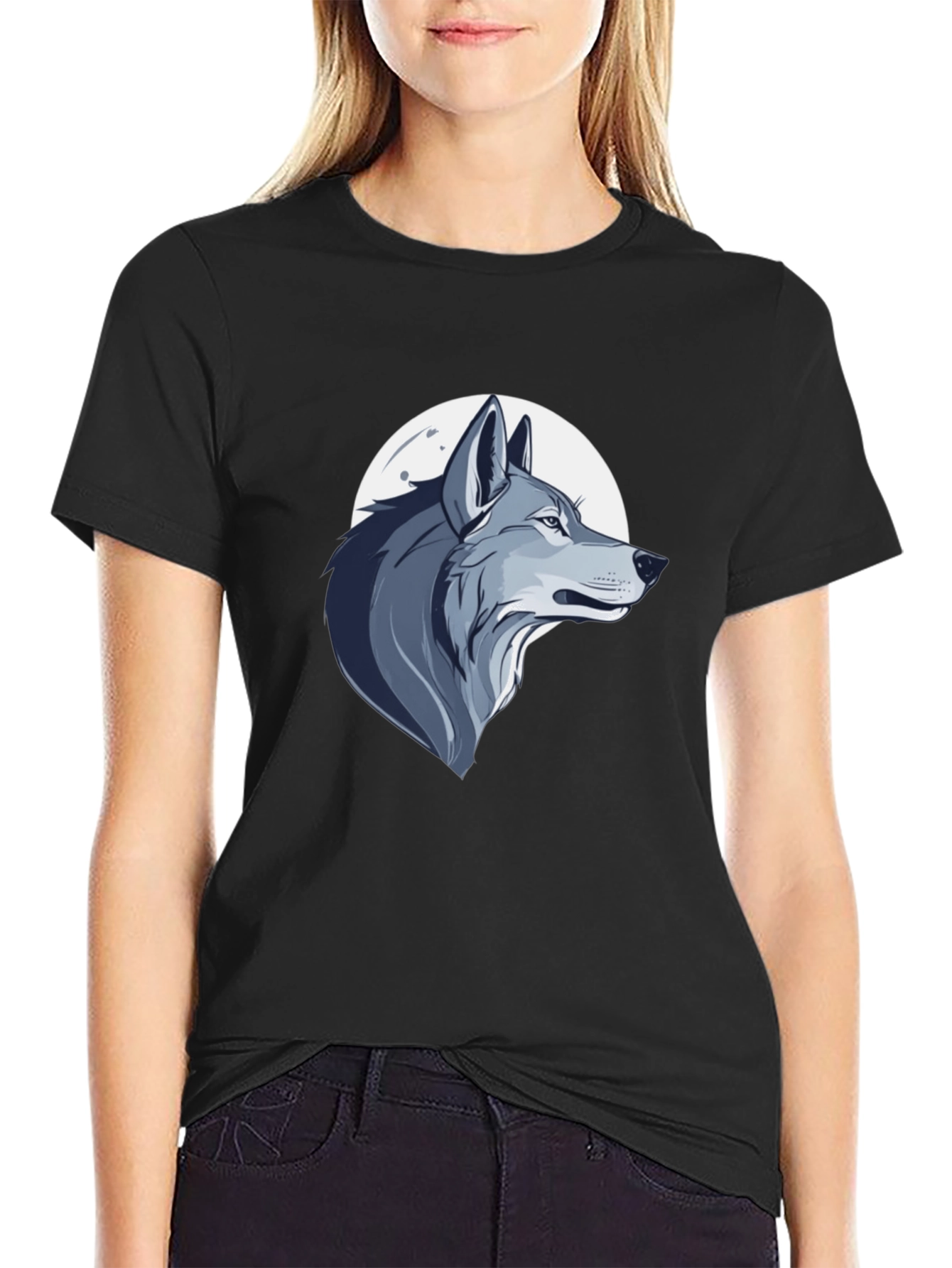 Wolf Moon Graphic Tee - Mens Black Cotton T-Shirt