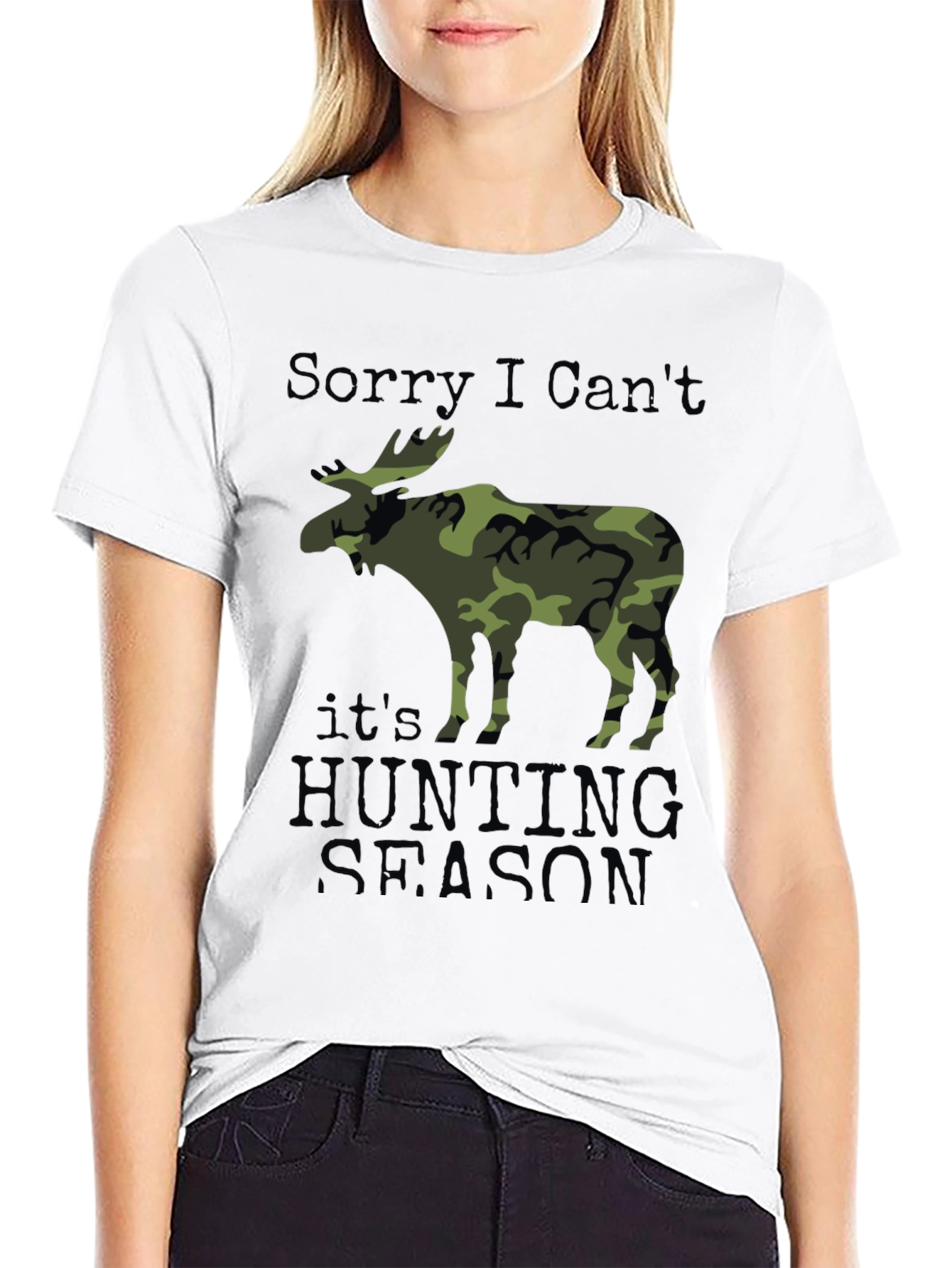 Hunting Season Camo Moose Graphic T-Shirt