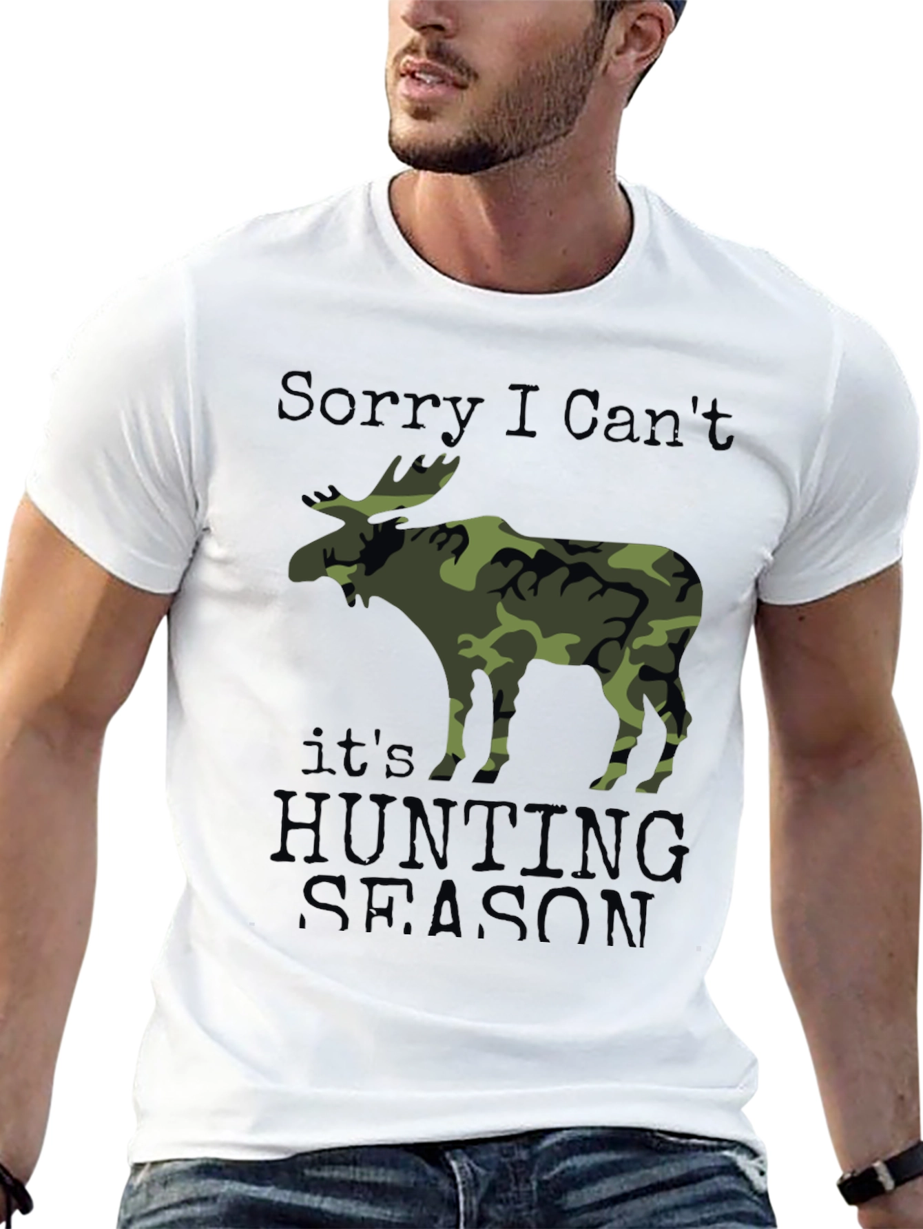 Hunting Season Camo Moose Graphic T-Shirt