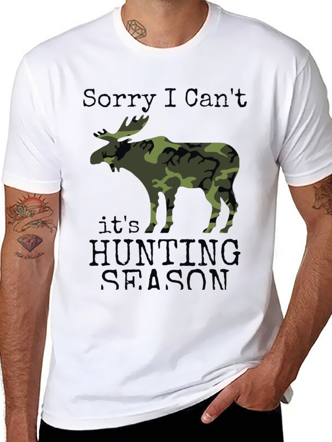Hunting Season Camo Moose Graphic T-Shirt