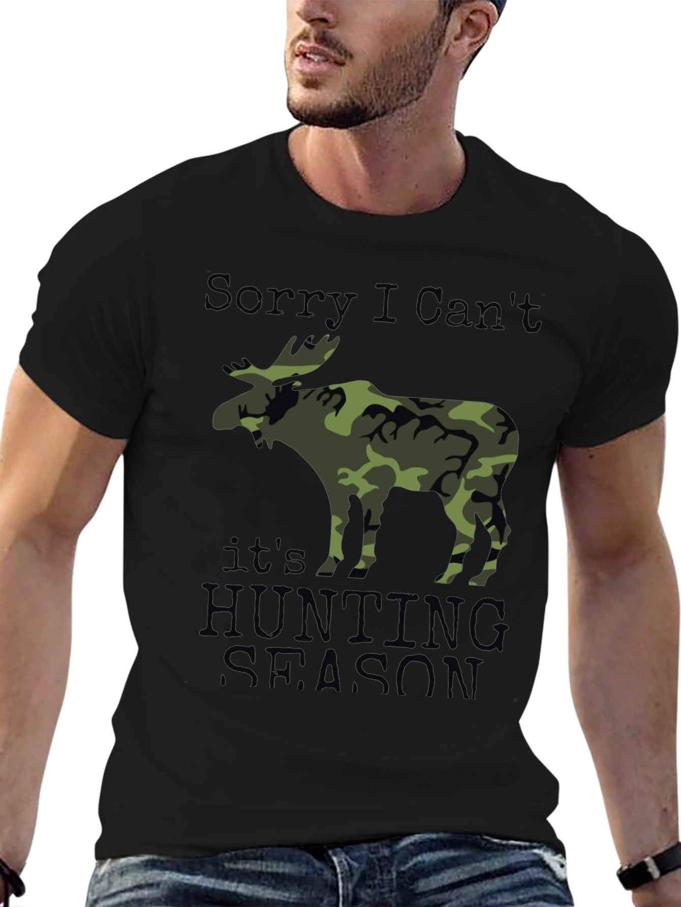 Hunting Season Camo Moose Graphic T-Shirt
